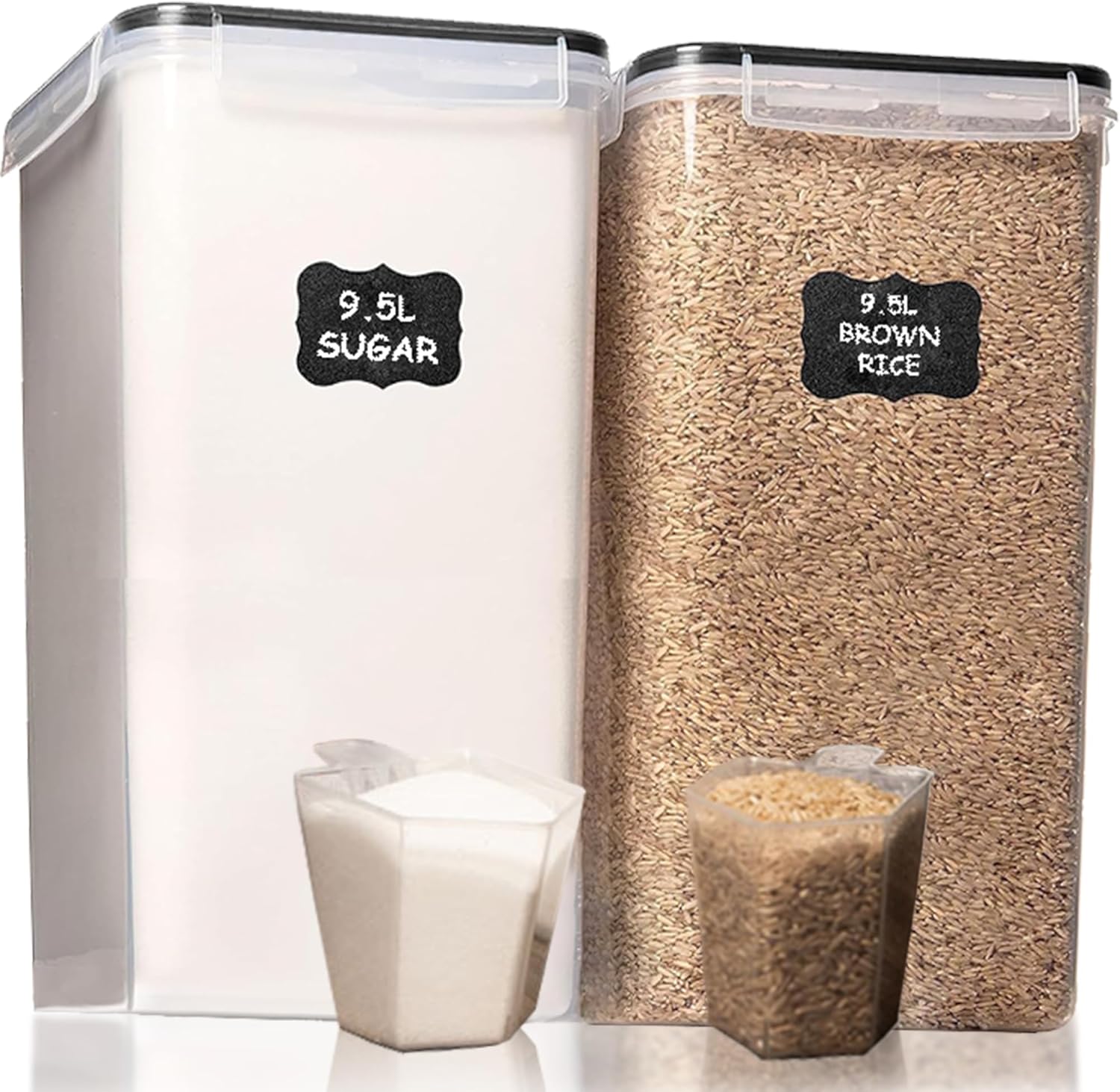 Shazo 2 PC (9.5L | 321 Oz) Extra Large Bulk Food Storage Containers wi