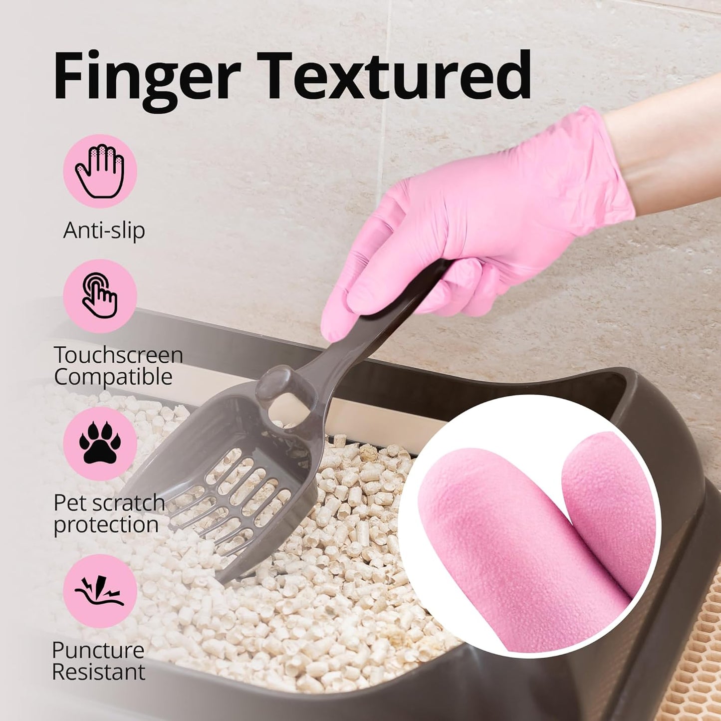 Pink Nitrile Gloves, 3-mil, Industrial Gloves Disposable Latex Free, for Cleaning & Esthetician, Rubber Powder-Free, 100-ct Box (Small)