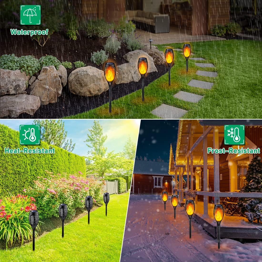 IkeeRuic Solar Lights Outdoor, Solar Torch Light with Flickering Flame