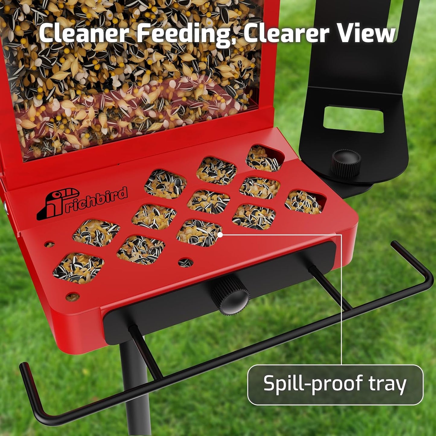 All-Metal Bird Feeder, Wall & Pole Mountable, 2.4L Large Capacity, Heavy-Duty Chew-Proof & Weather-Resistant Design, Easy to Clean & Fill, Attracts Wild Birds for Backyard & Garden