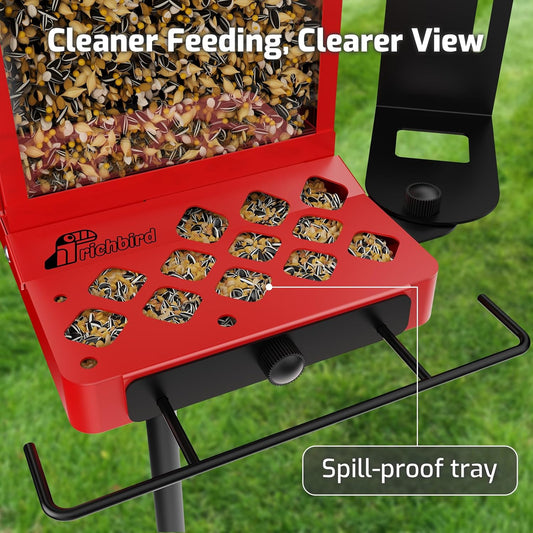 All-Metal Bird Feeder, Wall & Pole Mountable, 2.4L Large Capacity, Heavy-Duty Chew-Proof & Weather-Resistant Design, Easy to Clean & Fill, Attracts Wild Birds for Backyard & Garden