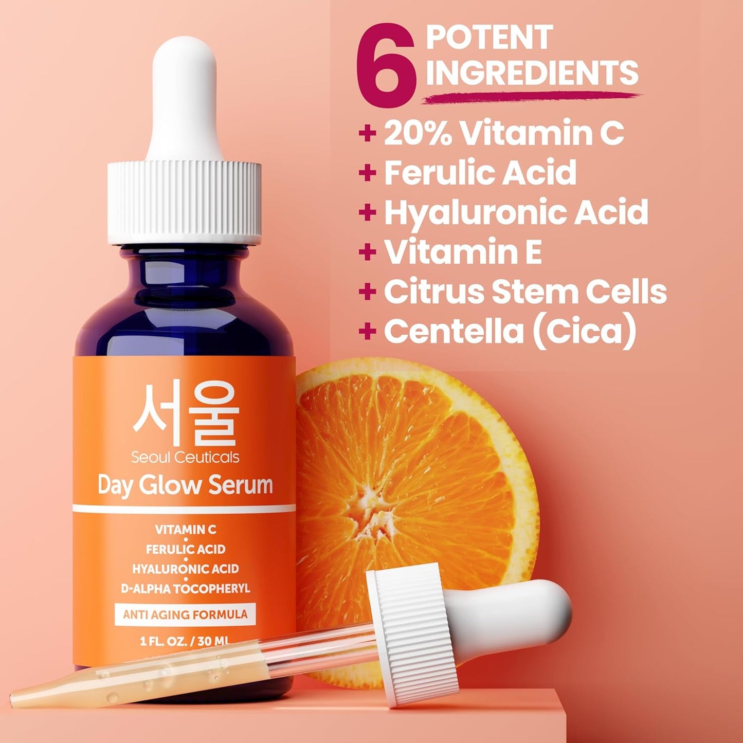 SeoulCeuticals Korean Skin Care 20% Vitamin C Hyaluronic Acid Serum + 