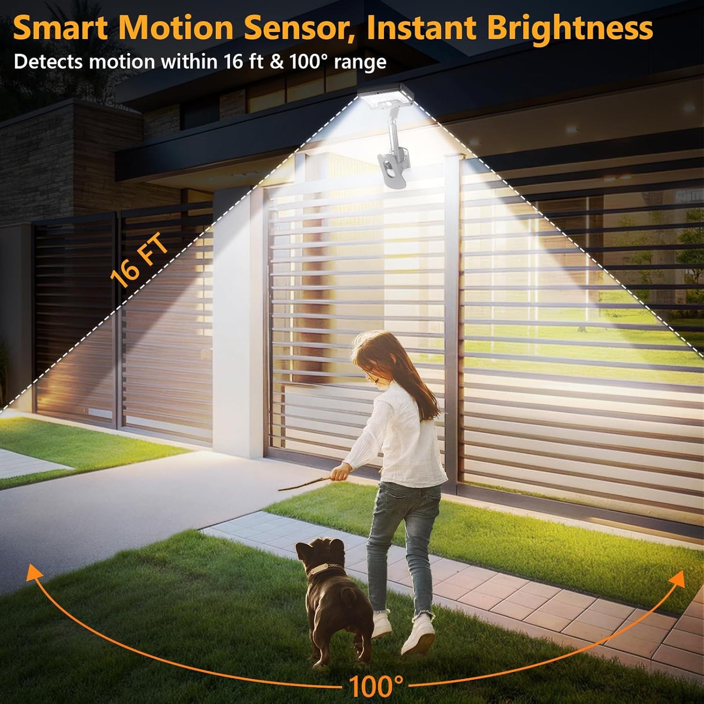 Clip On Solar Lights Outdoor with Motion Sensor, 360°Rotatable & Verti