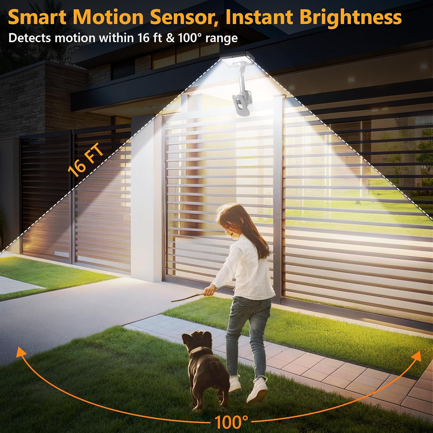 Clip On Solar Lights Outdoor with Motion Sensor, 360°Rotatable & Verti