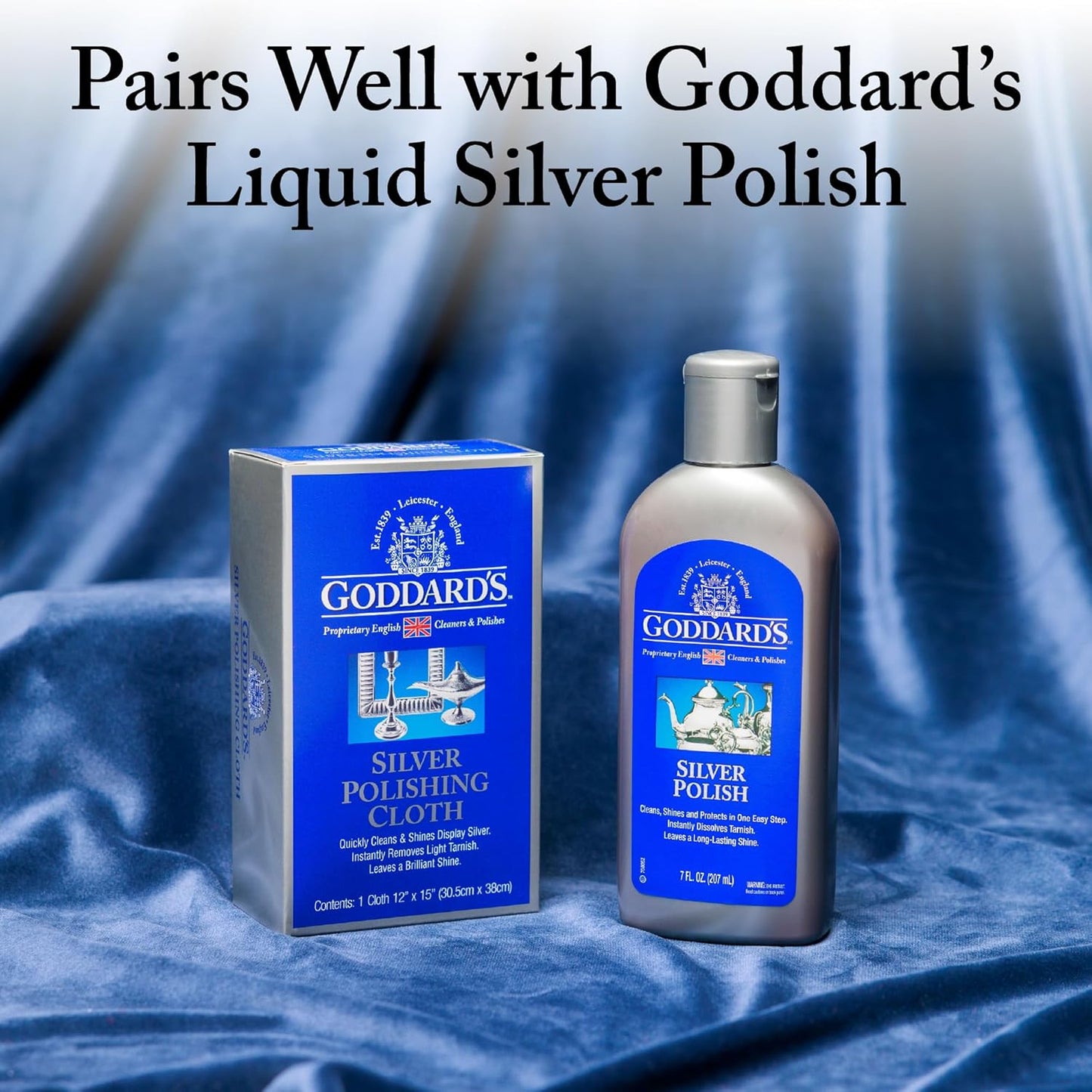 Goddard's Silver Polishing Cloth for Jewelry, Remove Tarnish on Plated or Sterling Silver, Gold, Antiques, and Leaves Tarnish Protection, 1 Cloth