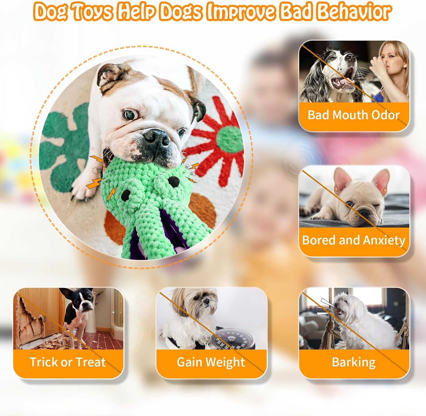 Large Squeaky Dog Toys- Plush Dog Toys with Soft Fabric for Small, Med