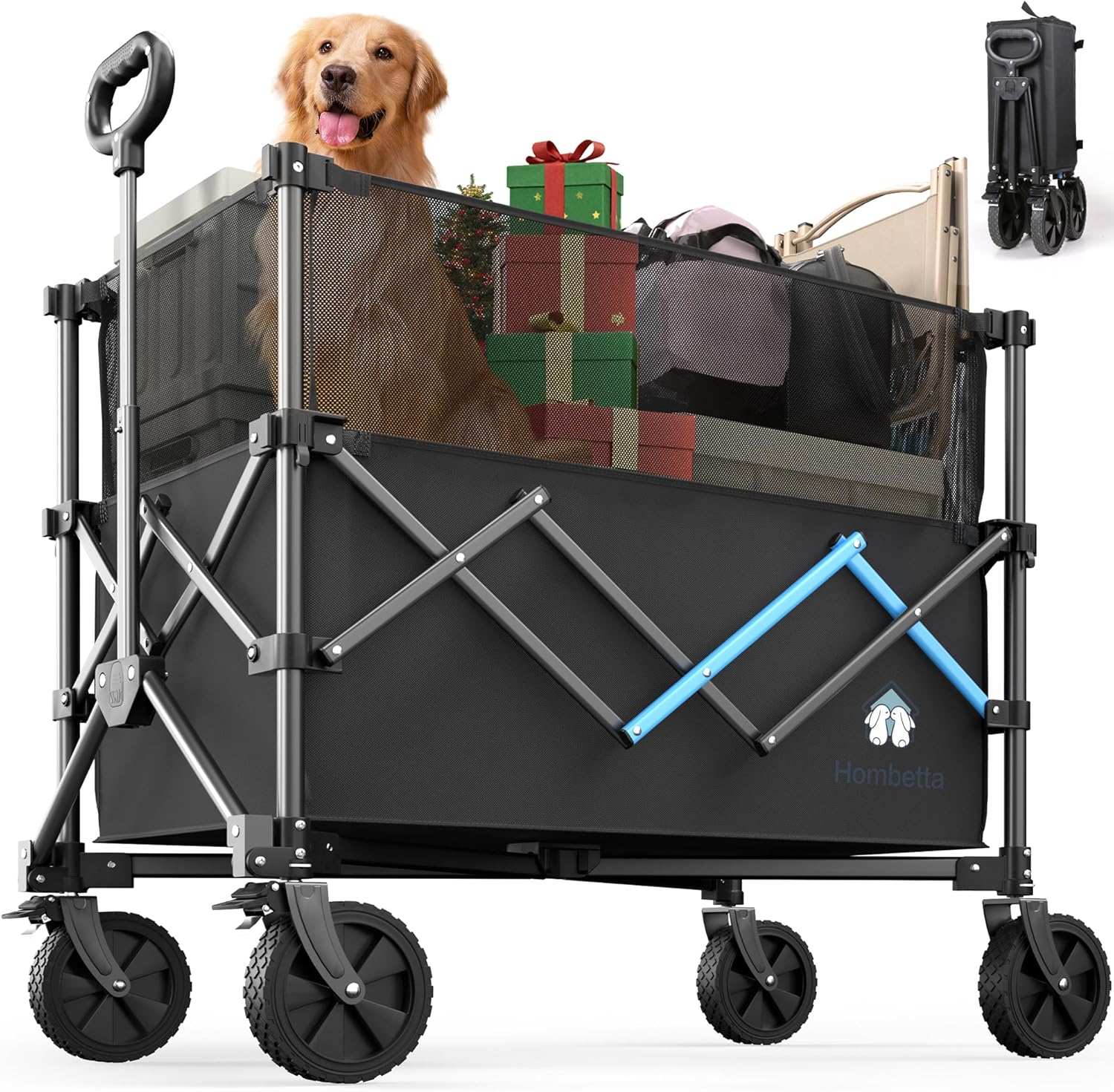 Homebetta Collapsible Wagon Cart, 450LBS Heavy Duty Collapsible Wagon 