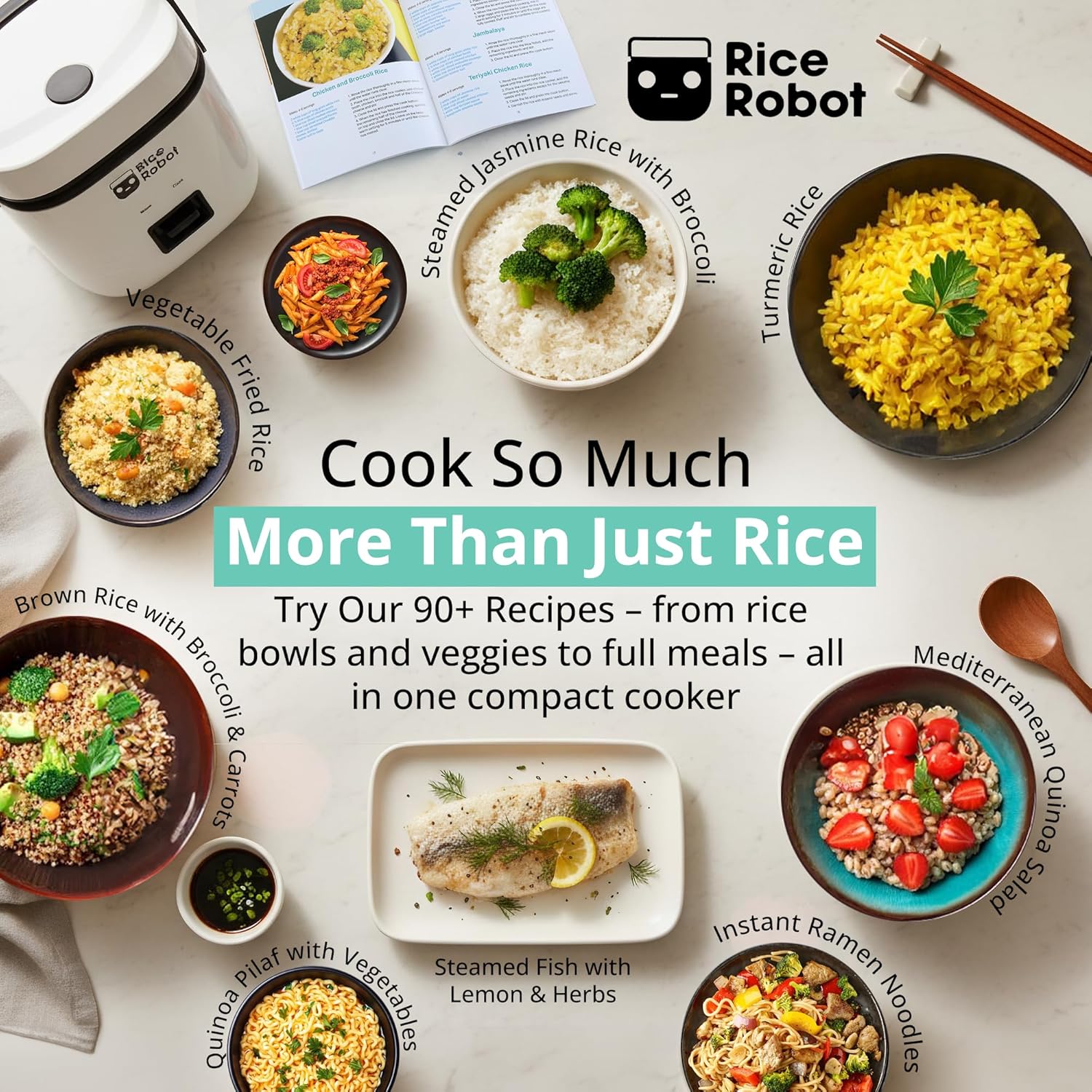 Rice Robot Personal Rice Cooker, PFAS-free, Nonstick. 1 Quart Capacity