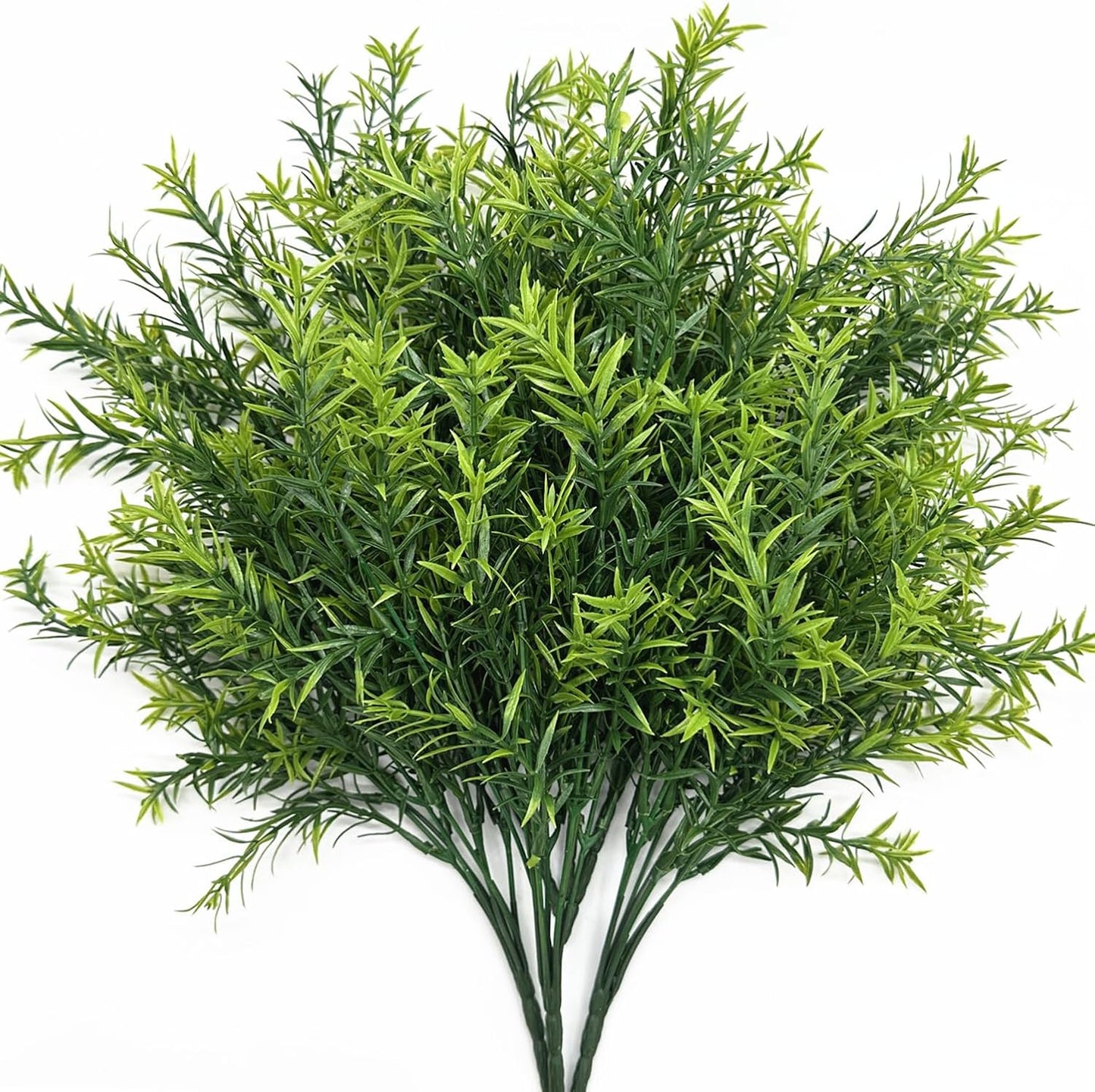 Artificial Rosemary Plants, Fake Plant Bushes Plastic Greenery Grass Faux Shrubs for Home Decor Kitchen Bathroom Farmhouse Room Shelf Desk Coffee Table Vase Pot Planter Filler DIY Decorations 6 Pack