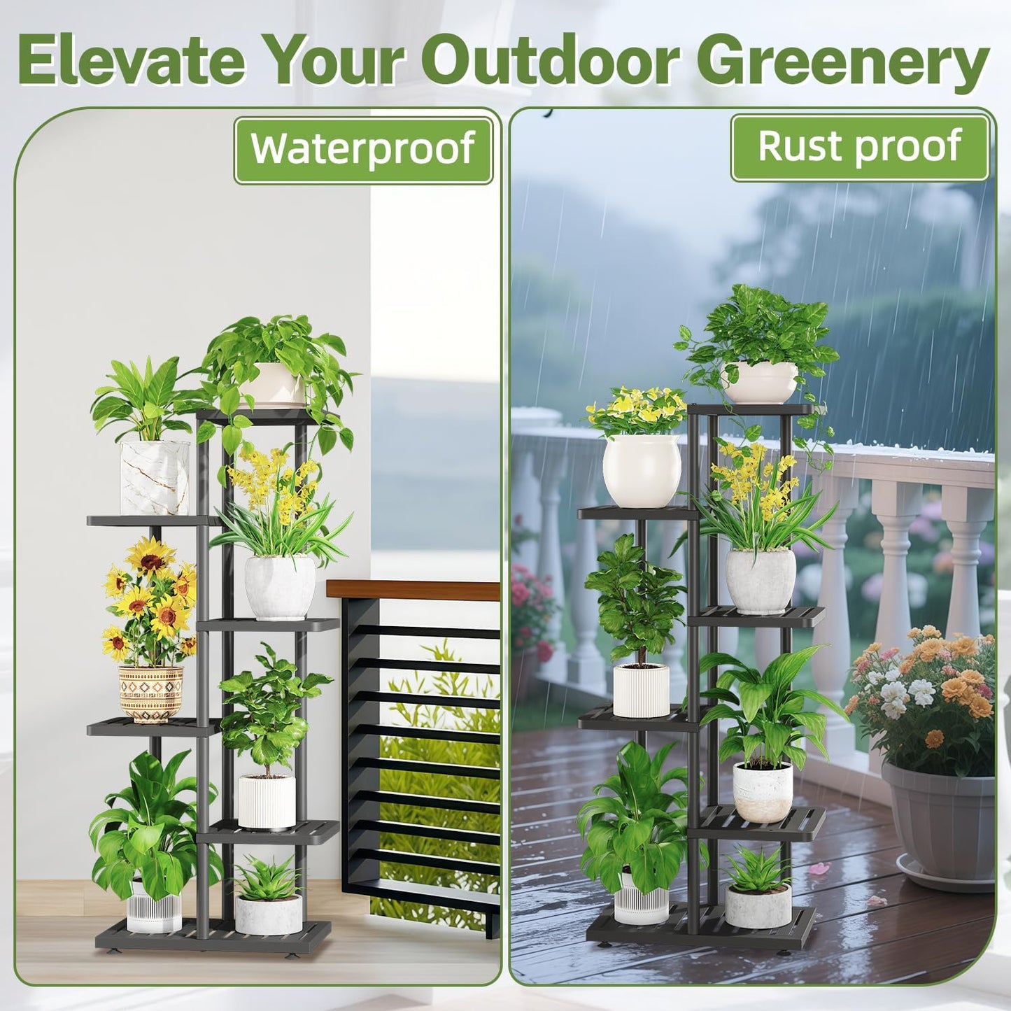 iDavosic.ly Plant Stand Indoor Outdoor, 5-Tier Tall Metal Flower Shelf