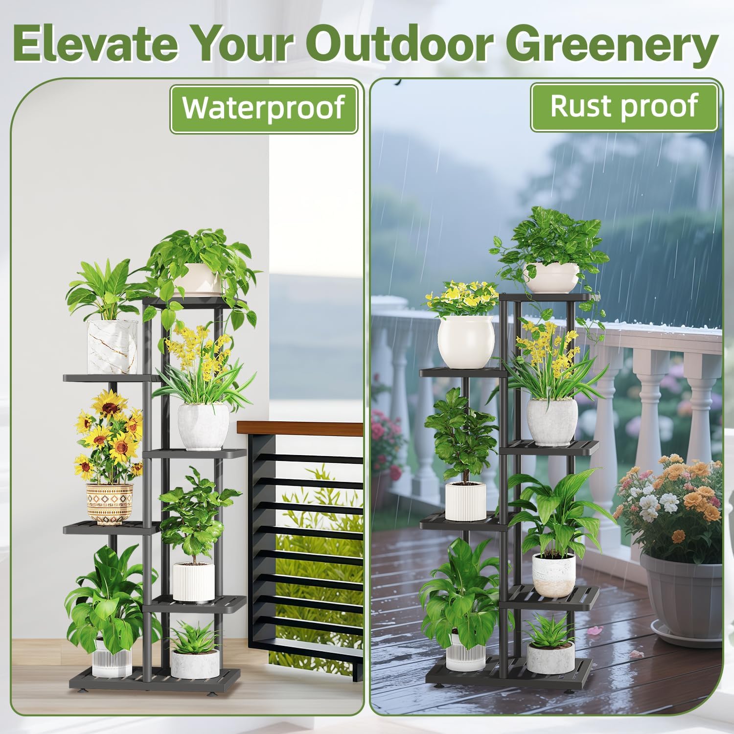 iDavosic.ly Plant Stand Indoor Outdoor, 5-Tier Tall Metal Flower Shelf