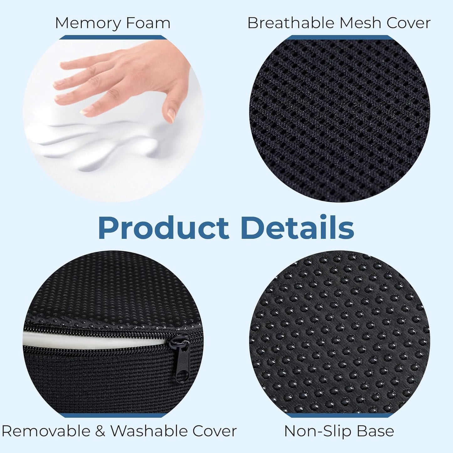 5 STARS UNITED Donut Pillow Hemorrhoid Tailbone Cushion – Large Cushion for Pain Relief – Coccyx, Prostate, Sciatica, Pelvic Floor, Pressure Sores, Pregnancy, Postpartum Recovery, Black