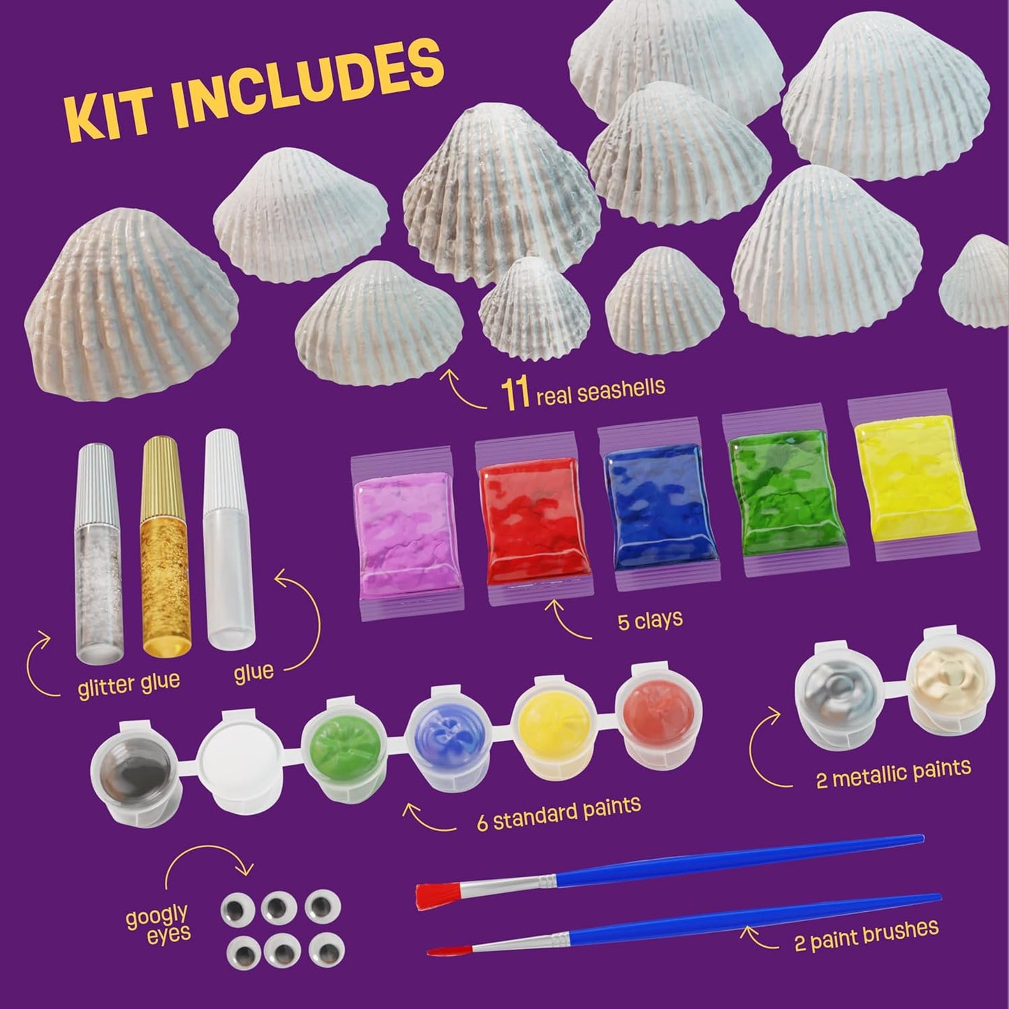 Dan&Darci Kids Sea Shell Painting Kit - Arts & Crafts Easter Gifts for