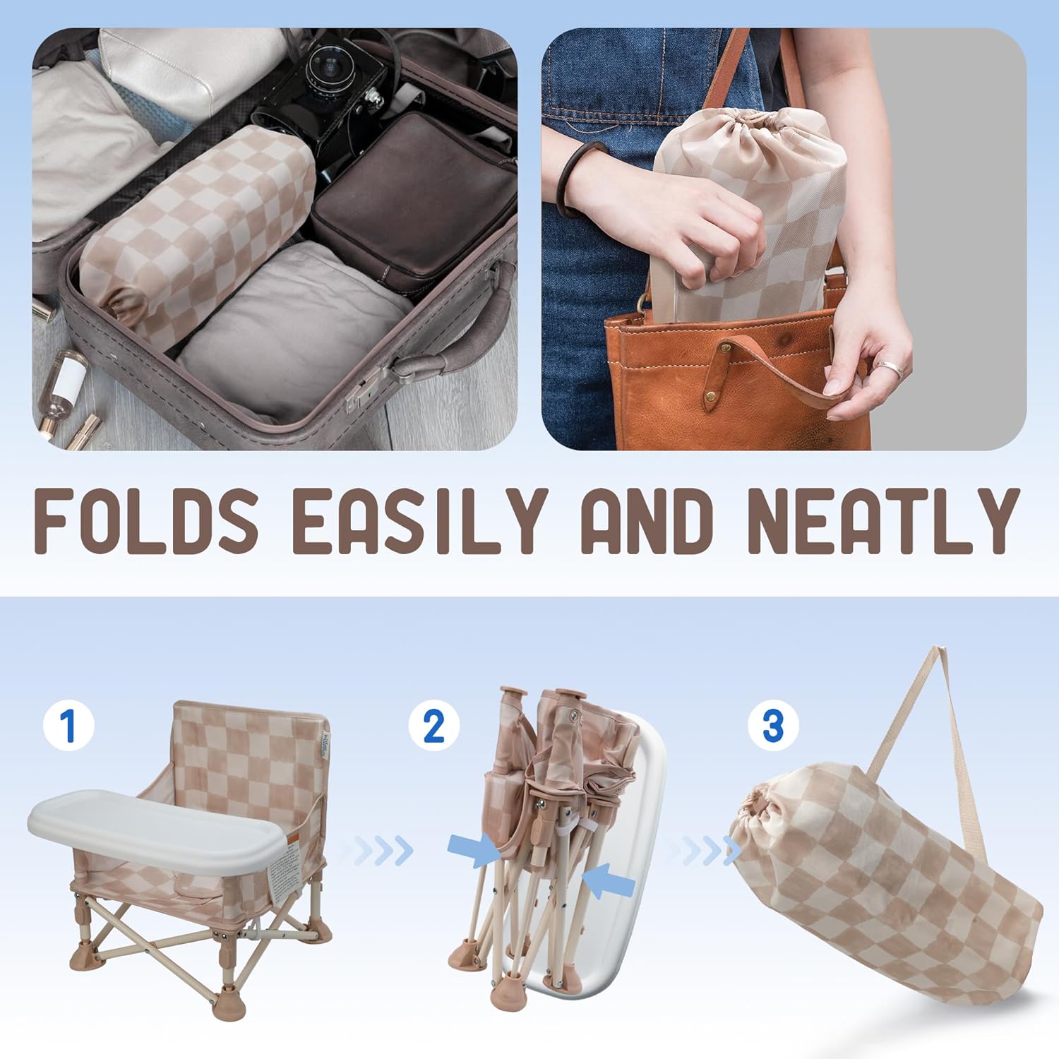 Tiny Marvels Portable 3-in-1 Baby Chair, Cozy Booster Seat, Baby Seat 