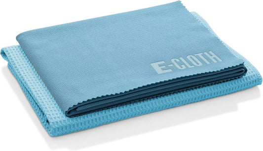 E-Cloth Microfiber Window Cleaning Cloth Kit - Glass Cleaning Cloth for Windows, Mirrors, Cars, Lenses, Eyeglasses, & More, Streak Free Clean, Machine Washable Reusable Towel - Alaskan Blue