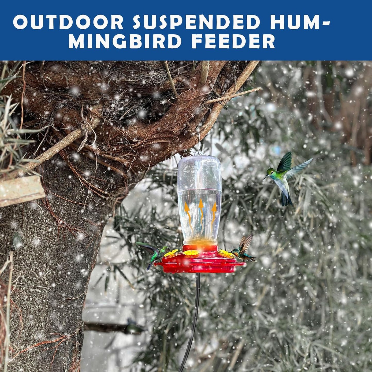 DOUBFIVSY 2 in 1 Heated Hummingbird Feeders for Outdoors, 19℃/66℉ Constant Temperature Window Hummingbird Feeder with Hooks & Suction Cups Anti Freezing Hummingbird Feeders for Winter, Garden