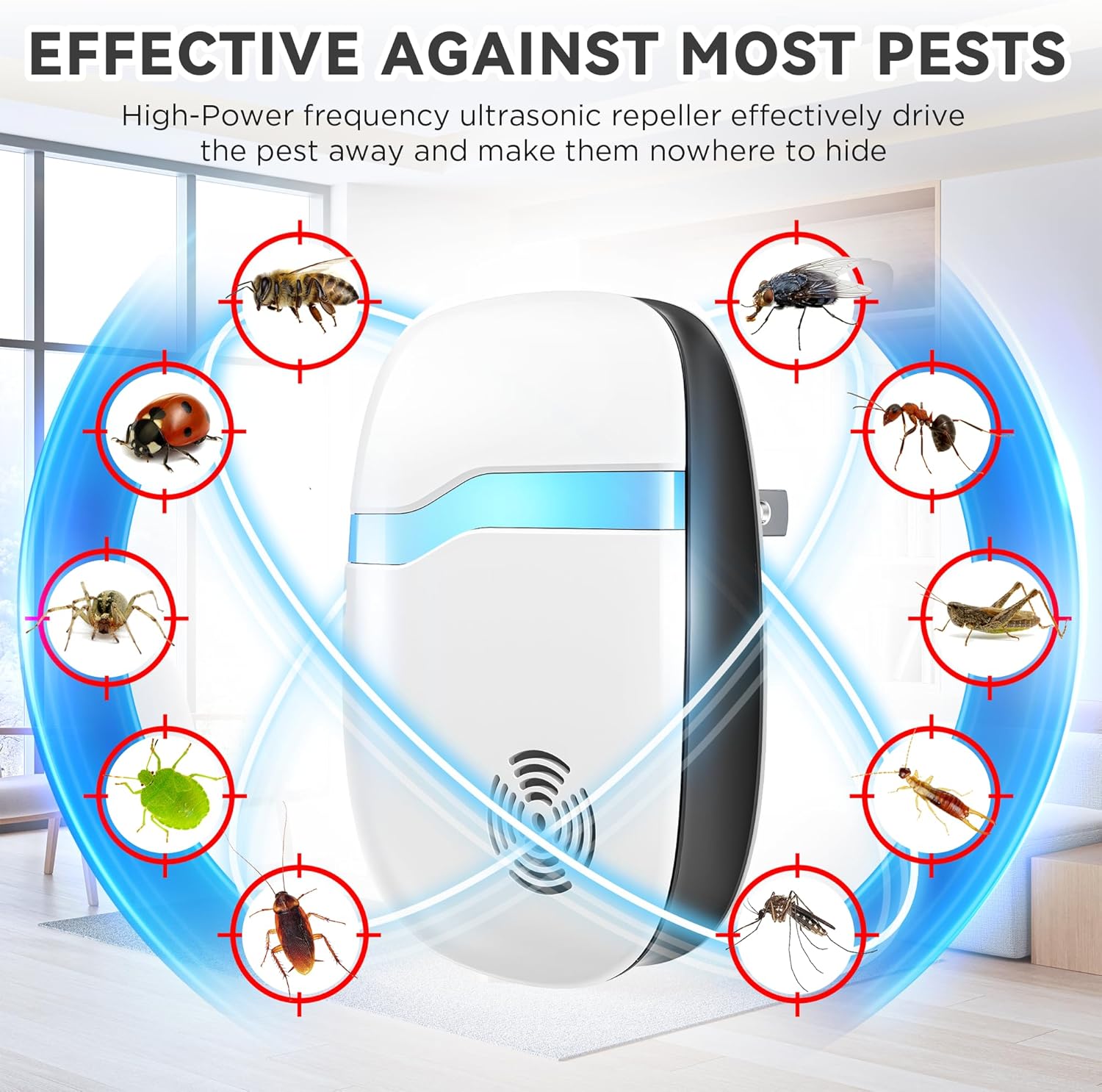 (2026 Upgraded) Ultrasonic Insect & Pest Indoor Repeller - Stronger Dr