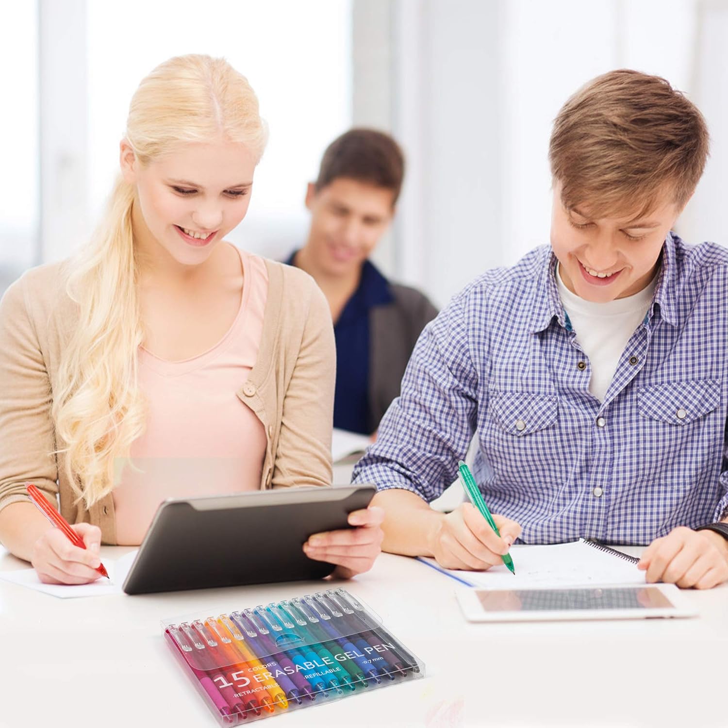 Vanstek 15 Colors Retractable Erasable Gel Pens Clicker, Fine Point(0.