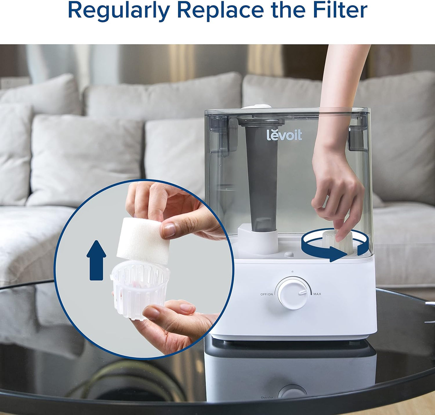 LEVOIT 10-Pack Top Fill Humidifier Replacement Filters, Capture Particles to Improve Humidification Efficiency, for Classic160, Dual150, Dual200S, Classic300(S), LV600S, OasisMist450S, Superior6000S