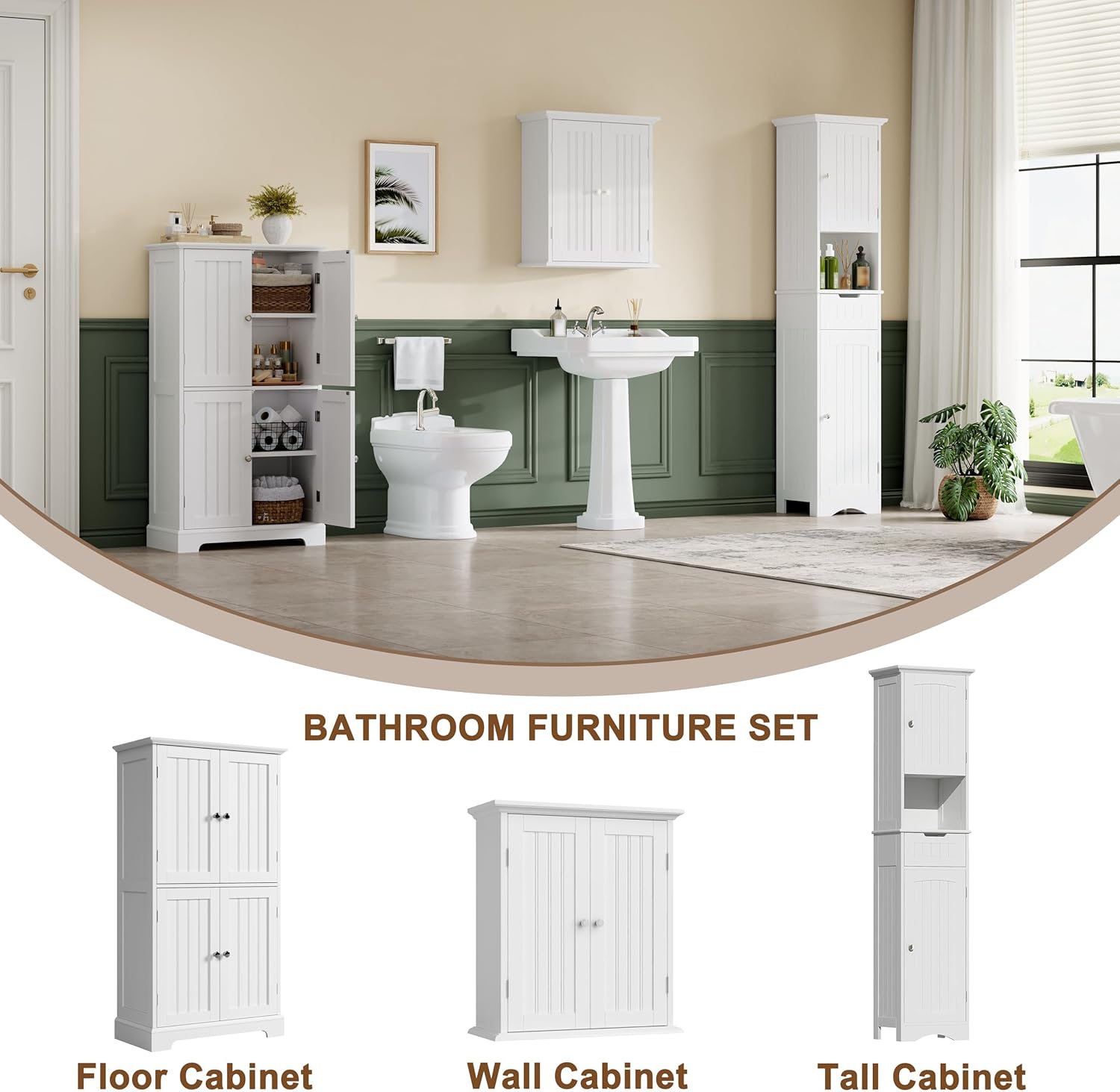 ChooChoo Bathroom Floor Cabinet, Modern Bathroom Storage Cabinet with 
