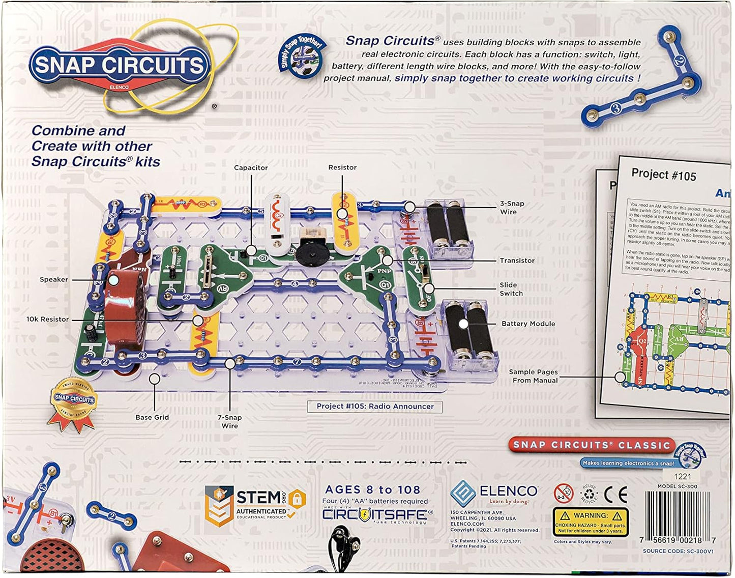 Snap Circuits Classic SC-300 Electronics Exploration Kit | Over 300 Pr