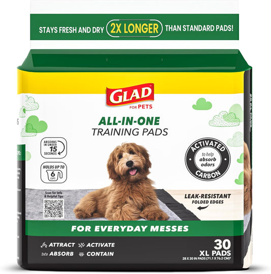 Glad for Pets Extra Large Charcoal Dog Training Pads, Absorbent Leak P