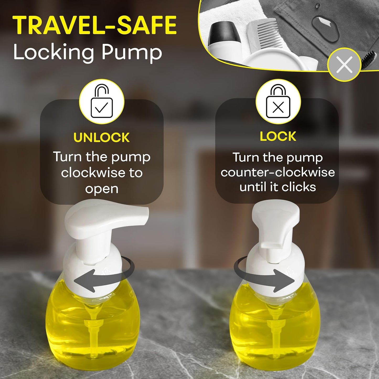 BRIGHTFROM Foaming Soap Dispenser Pump Bottles, BPA Free Empty Refillable Plastic Container for Liquid Soap - Kitchen, Bathroom, Commercial - 8oz (250ml) Pack of 2 Clear