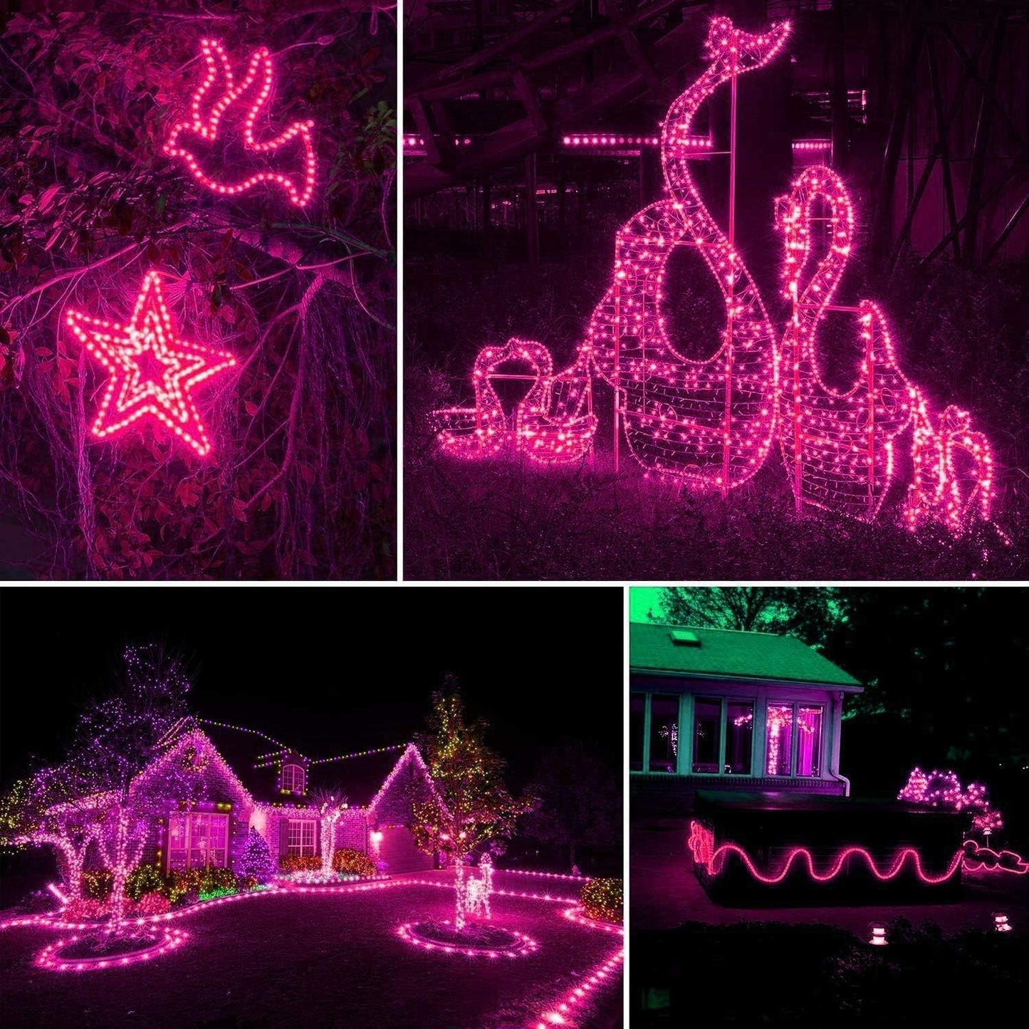 Solar Garden Lights, 100 LEDs 40ft Solar Rope Lights Waterproof Outdoor Copper Wire, 8Lighting Modes Solar Lights Outdoor Garden for Patio, Fence, Wedding Decor (Pink)