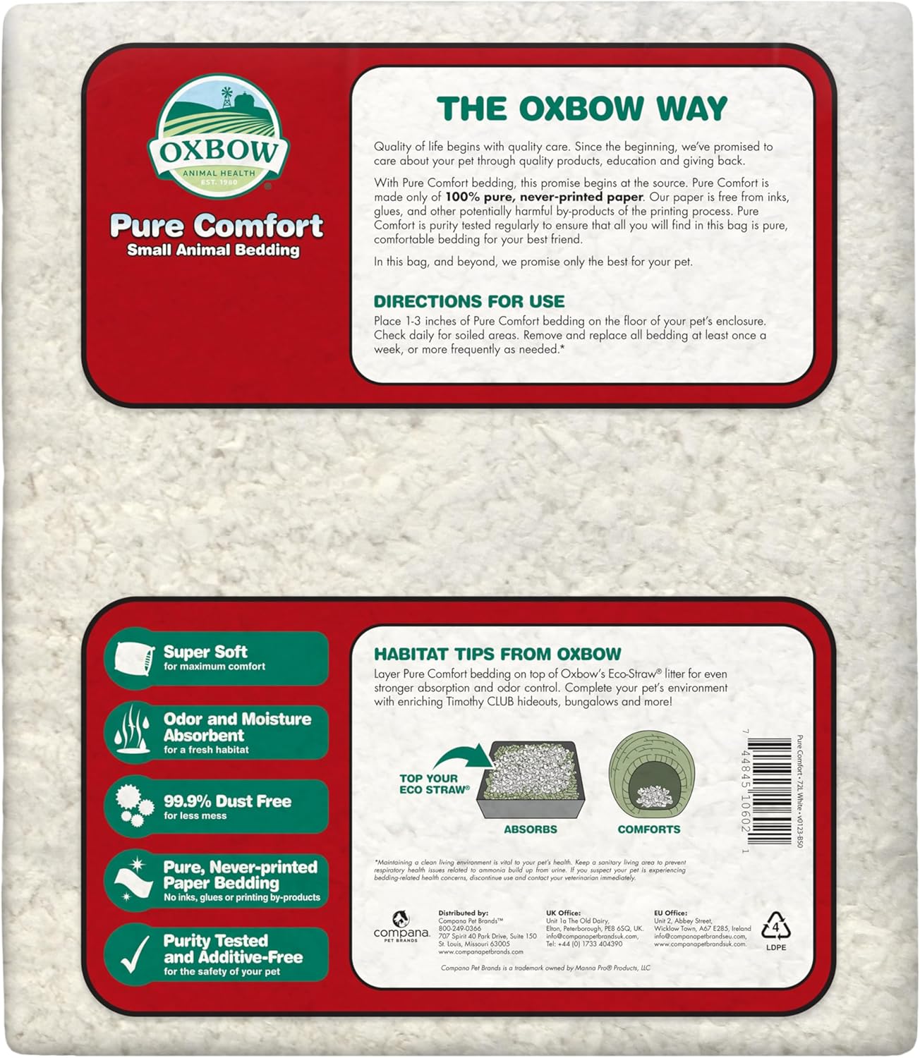Oxbow Pure Comfort Bedding, Rabbit, Hamster, & Guinea Pig Bedding, Bun