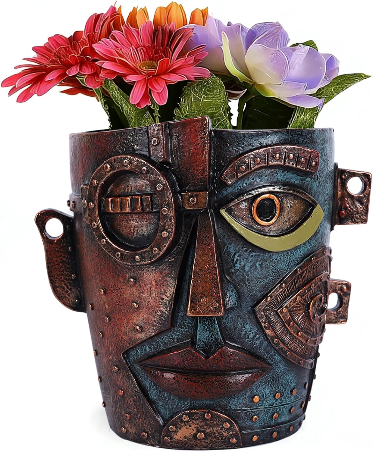 Abstract Face Planters Pots Head, Funny Head Planter Flower Pot with Drainage Hole Vintage Style Planter for Indoor Outdoor Garden Patio Home Office Decor and Home Art Decoration