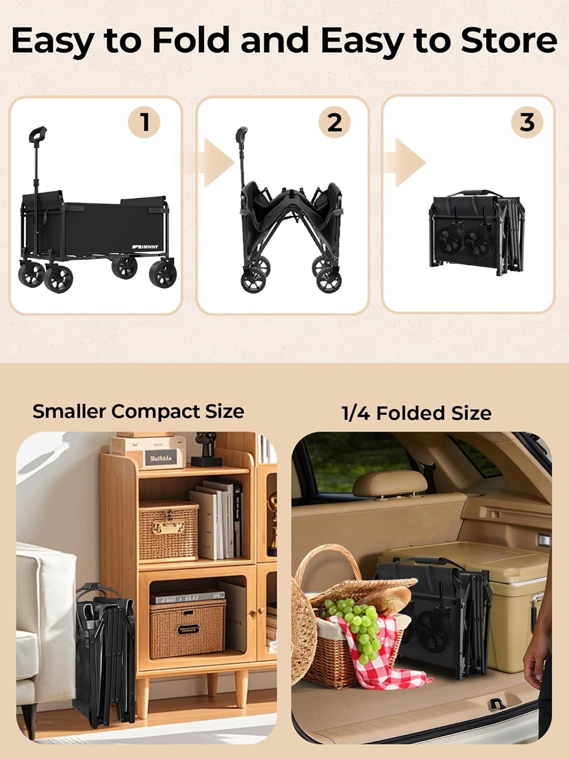 Wagon Cart with Wide Wheels (Black)