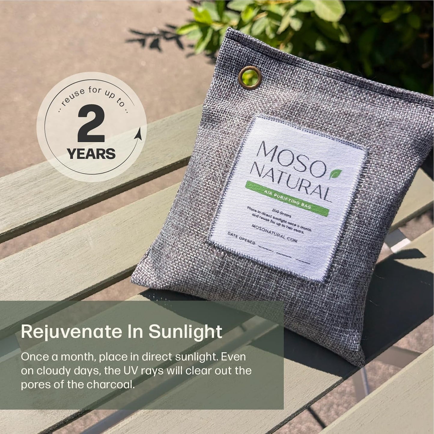 Moso Natural Air Purifying Bag 200g | HGTV Editor's Pick | Premium Bamboo Charcoal Odor Absorber for Home & Car | Closet Odor Eliminator & Car Air Freshener | Long Lasting Charcoal Bags Cover 90sqft