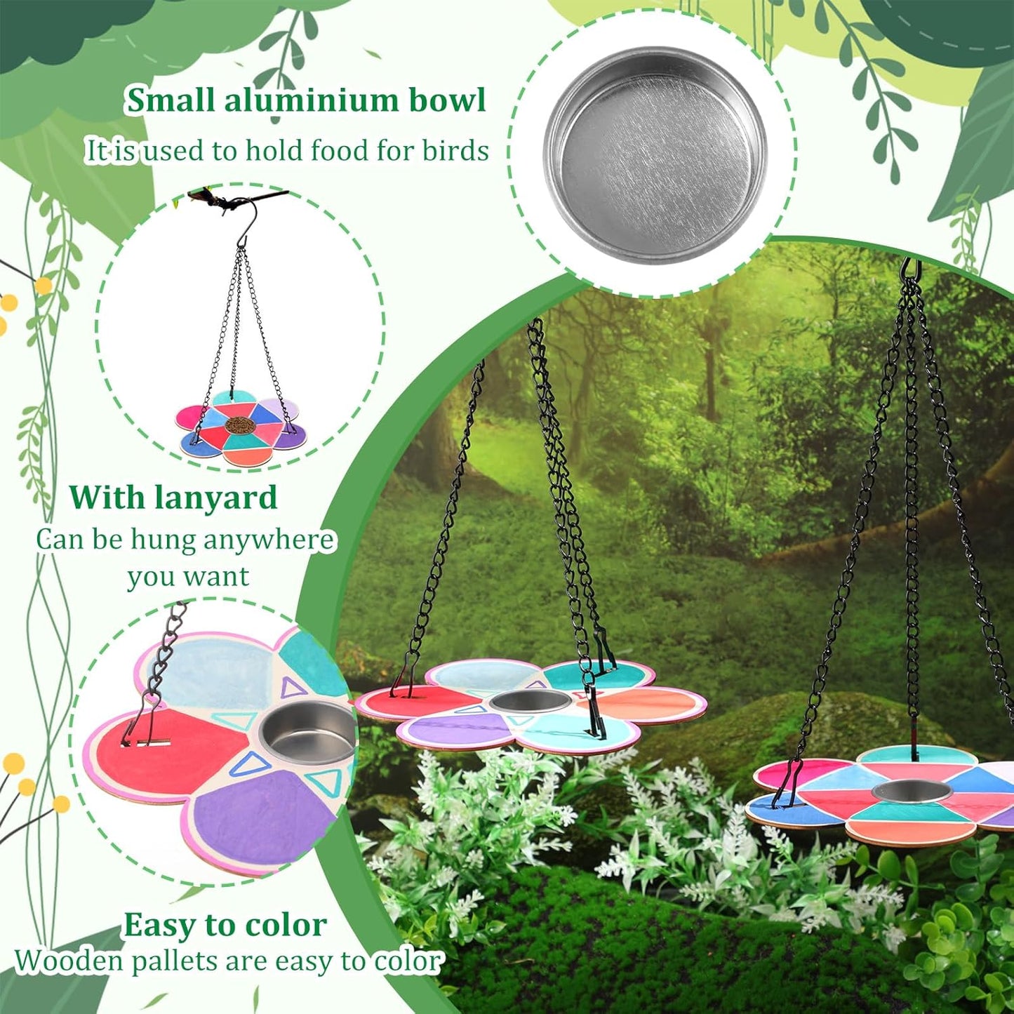 DoubleFill 36 Pack Bird Feeder Craft Kits with Chains for Kids Ages 3-