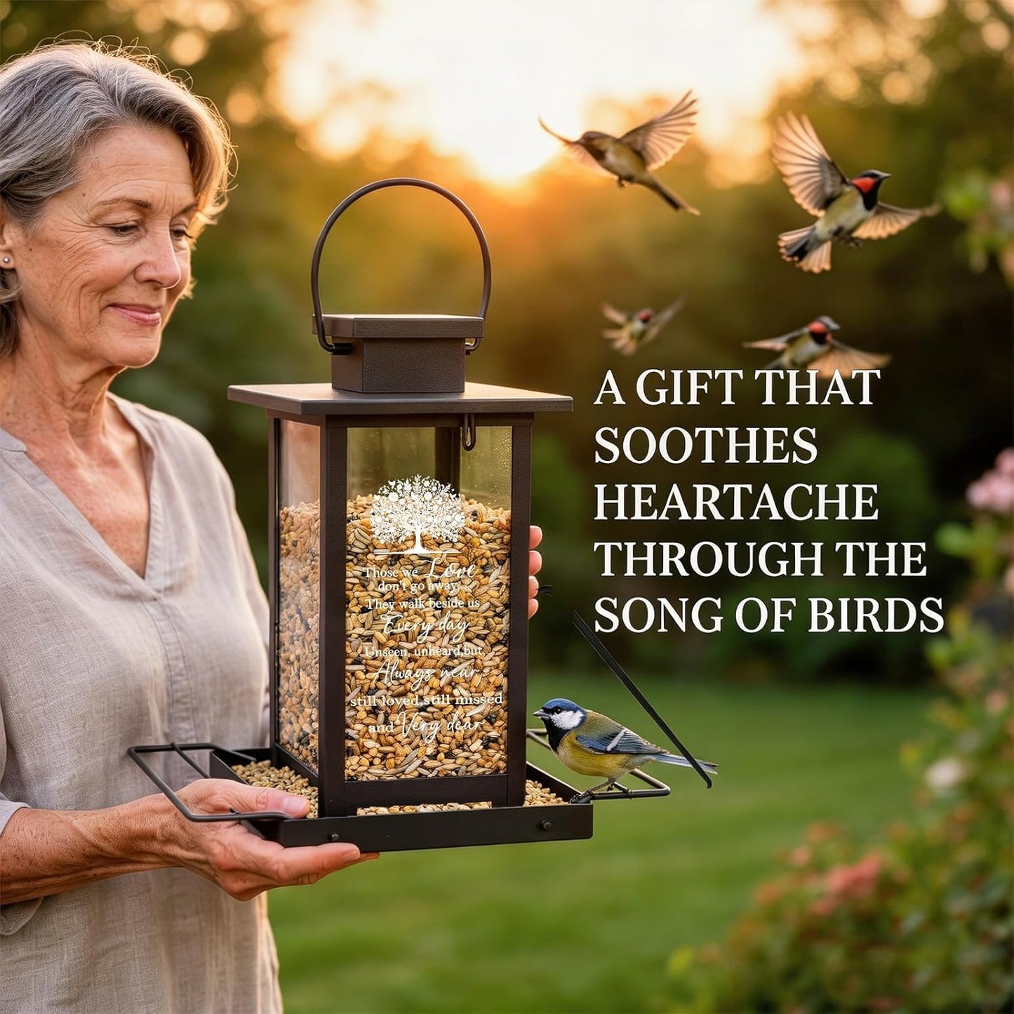 Sympathy Memorial Bird Feeders for Outdoors, Grieving Gifts for Loss of Loved One, Remembrance Condolences Bereavement Funeral Gift Idea, Grief Home Decor Keepsake Garden Outside