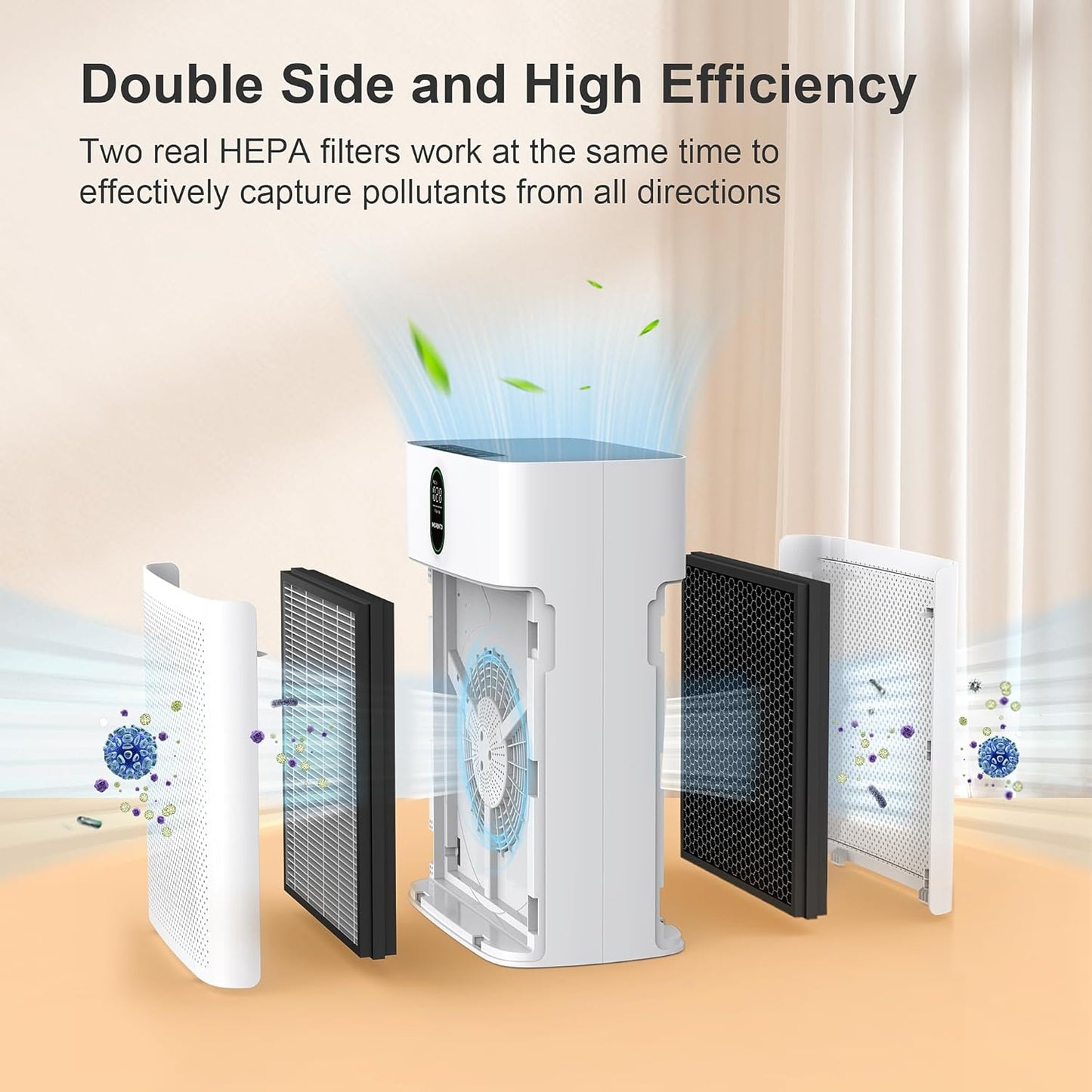 MORENTO 2 Pack HY4866 Genuine Air Purifier Replacement Filter for HY4866 Air Purifier, Original Version