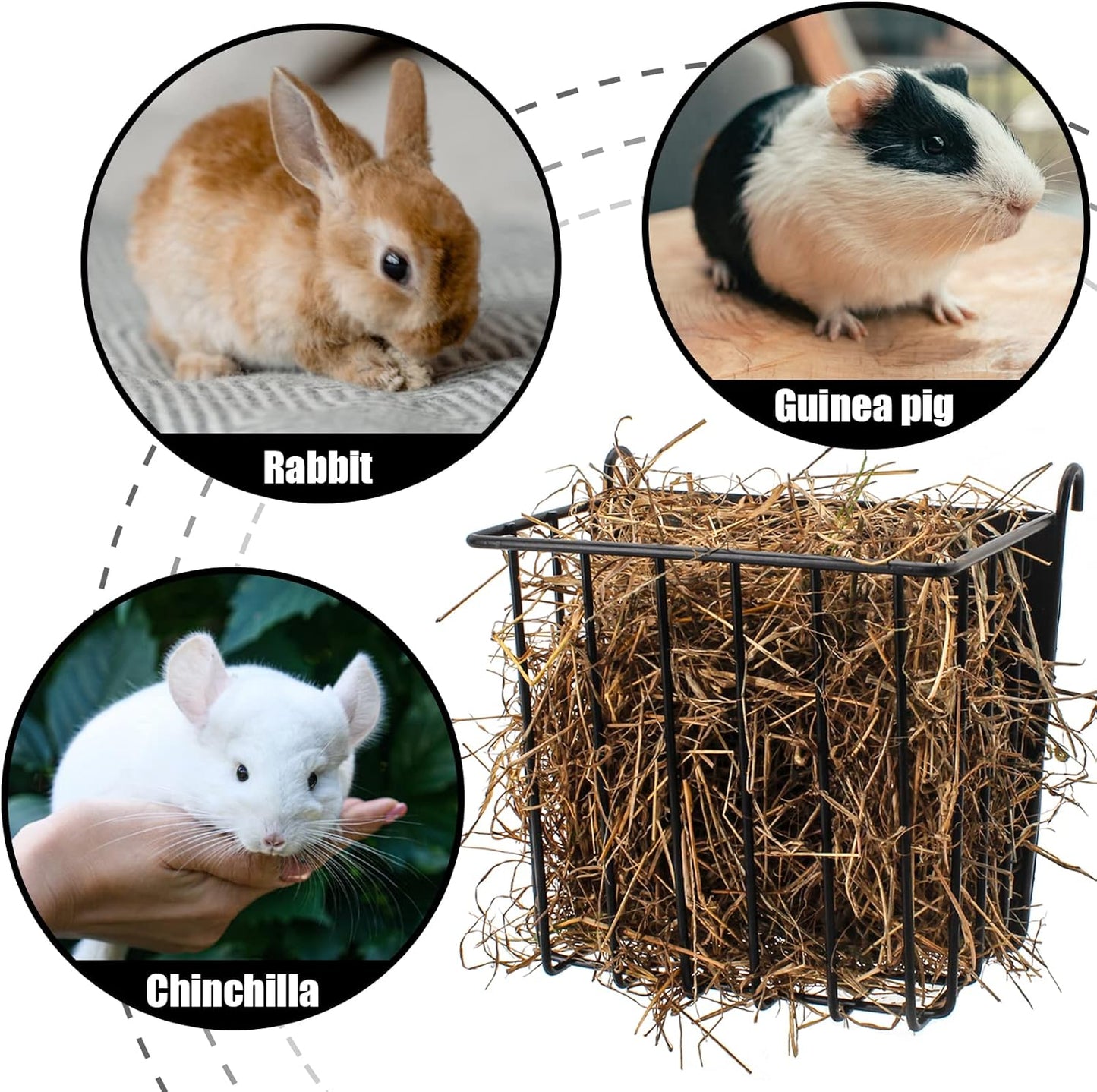 Guinea Pig Hay Feeder，Rabbit Hay Feeder with Heavy-Duty Metal Frame Ha