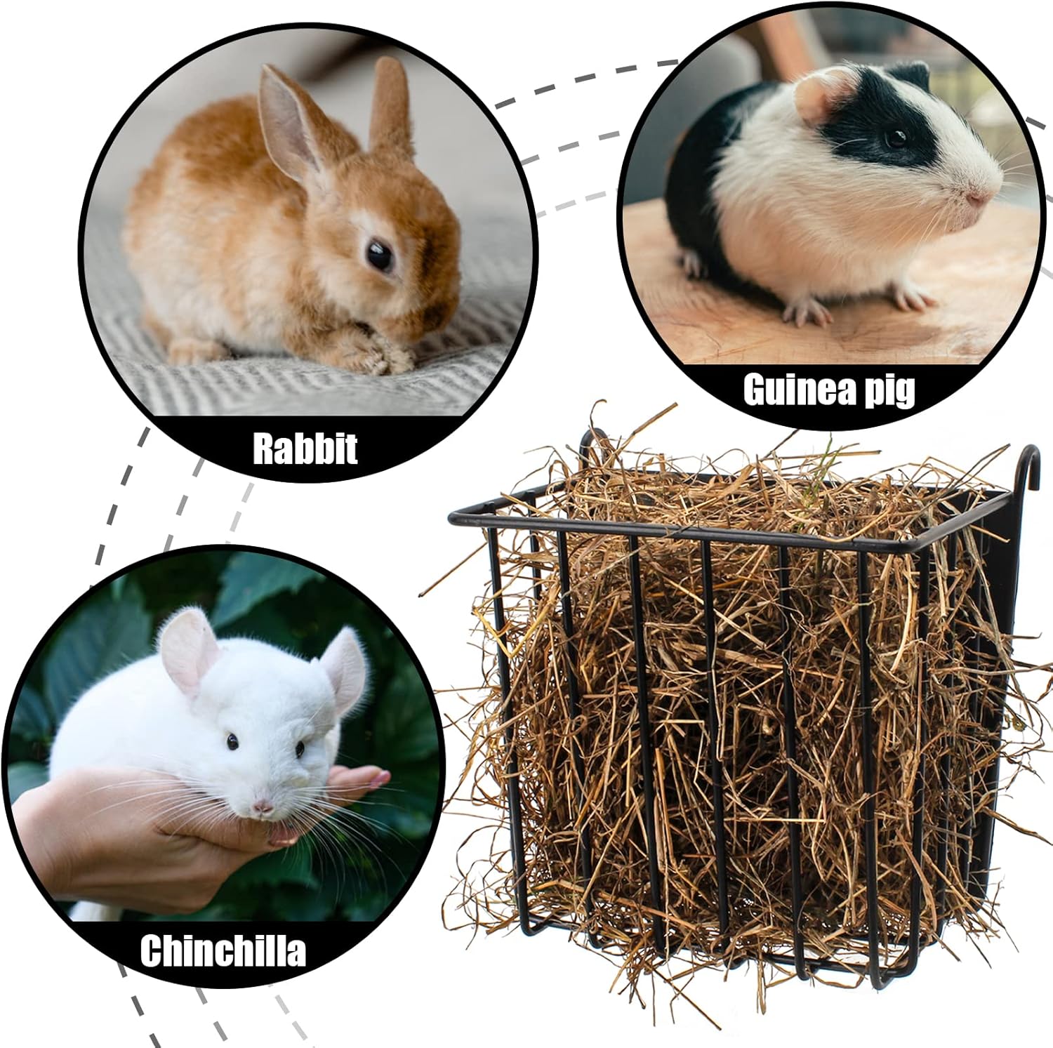Guinea Pig Hay Feeder，Rabbit Hay Feeder with Heavy-Duty Metal Frame Ha