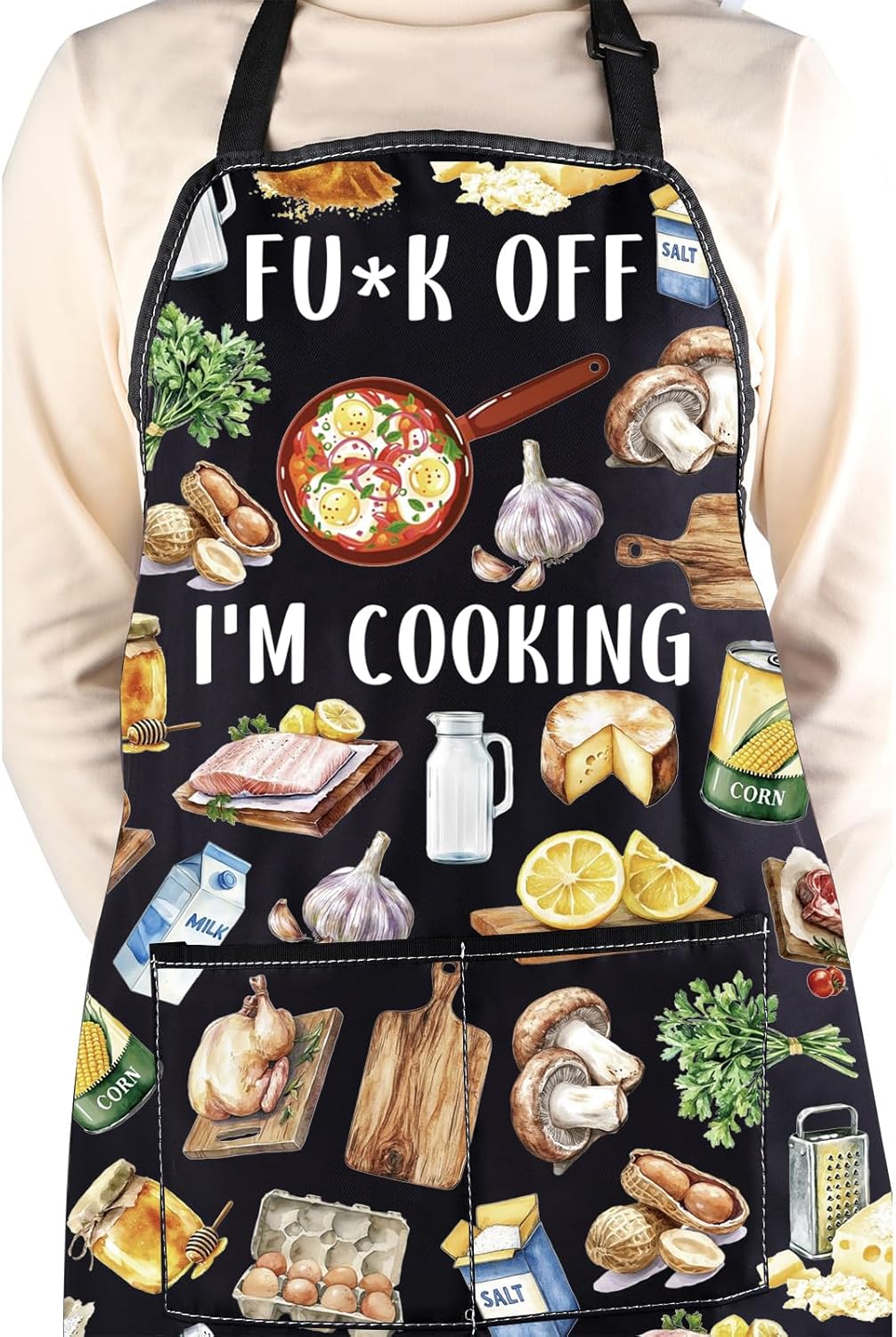 WCGXKO Fu*k off I’m Cooking Kitchen Apron Cooking Gift Rude Profanity Gift Sarcasm Cooking Chef Merch
