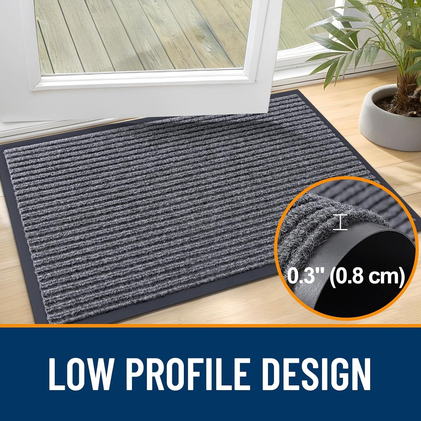OLANLY Front Door Mat Indoor Outdoor Entrance, Waterproof Heavy Duty D