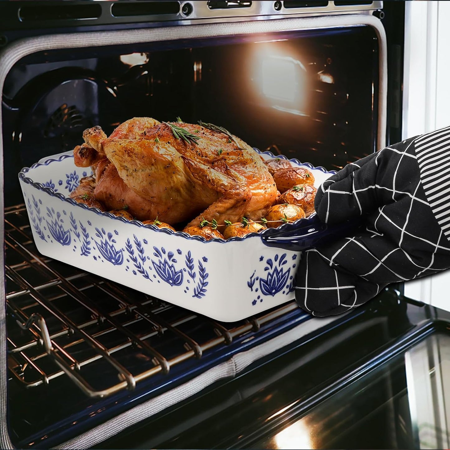 SOUJOY 3 Pack Porcelain Bakeware Set, Rectangular Baking Dishes, Lasag