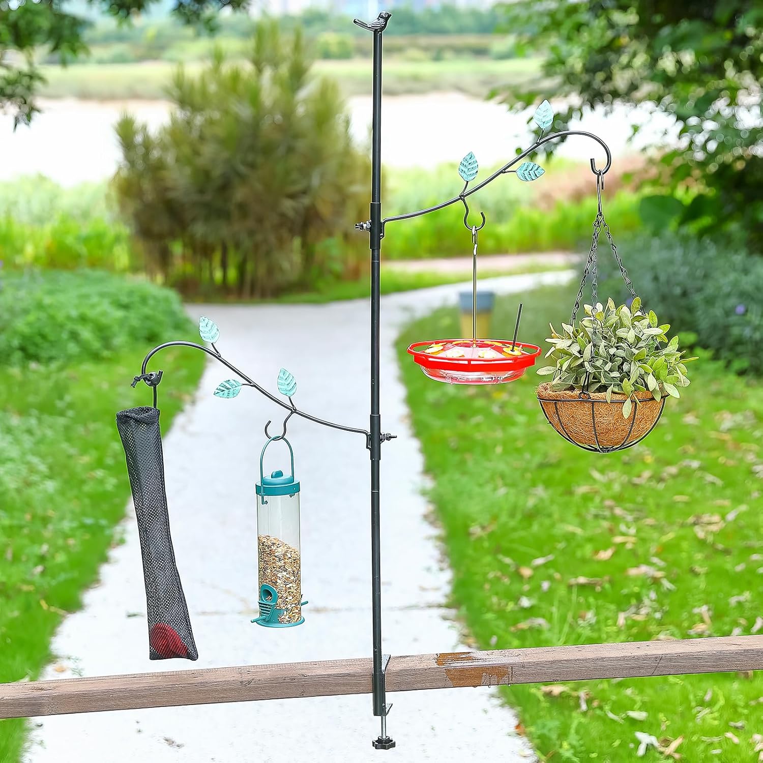 Deck Bird Feeder Hook, Multi-Hook Bird Feeder Hooks for Deck Railing, 