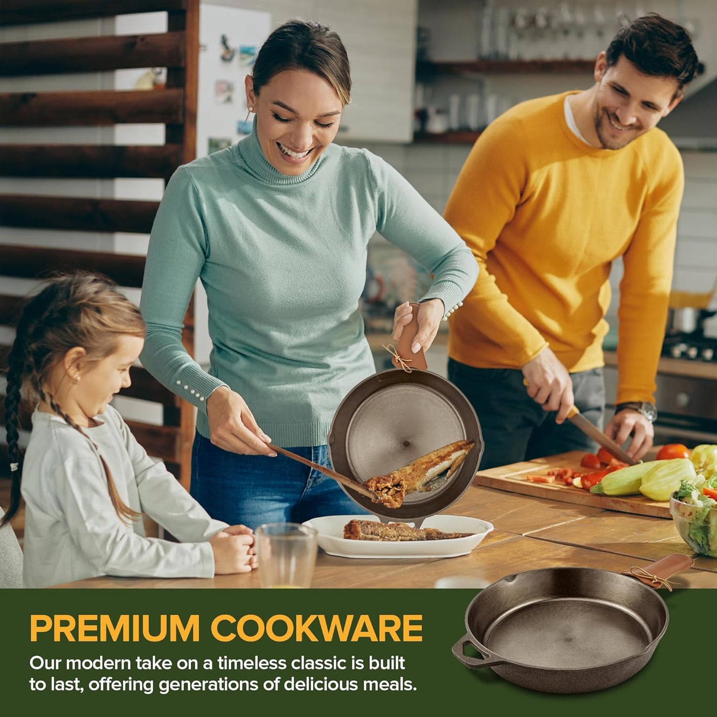 Modern Innovations 10 Inch Cast Iron Skillet, Pre-Seasoned Smooth Poli