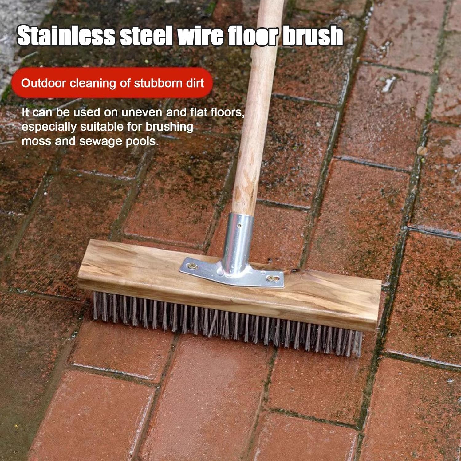 Stiff Wire Broom, Wire Broom Head, 24 Inch Metal Bristles with Socket 