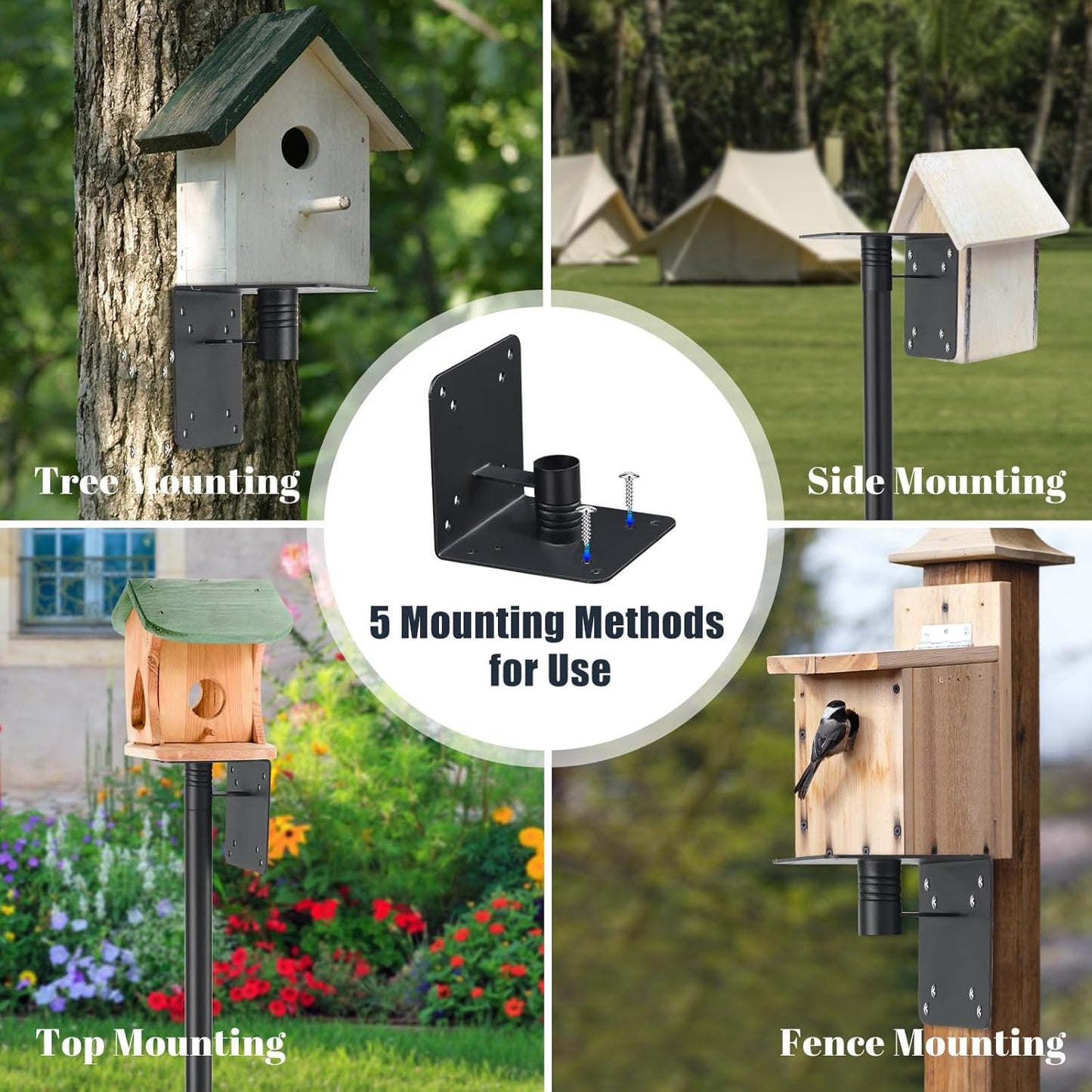 ‌JAOTREL 60" Bird Feeder Pole with Spiral Ground Stake - Heavy-Duty Metal, All-Weather Stability, Windproof & Rust-Resistant for Garden/Lawn/Bird Sanctuary