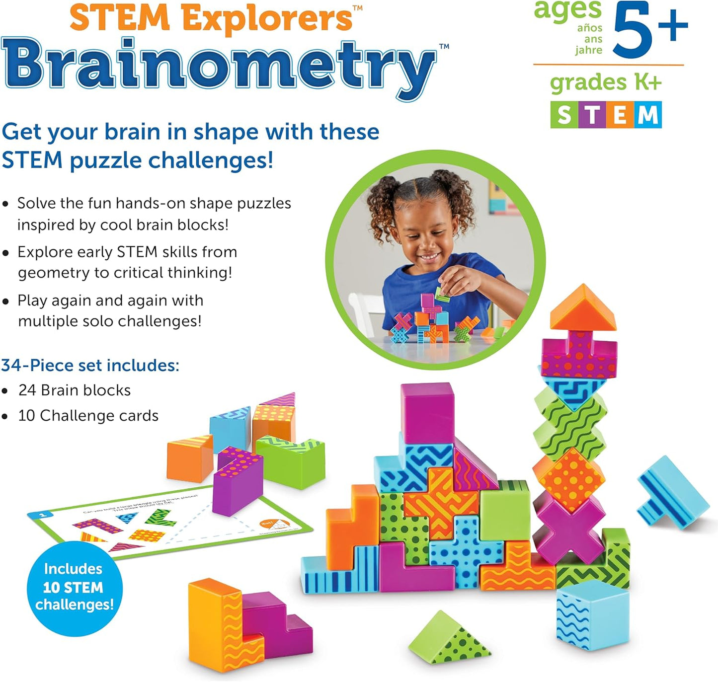 Learning Resources STEM Explorers Brainometry - 3d Puzzle, Brain Games