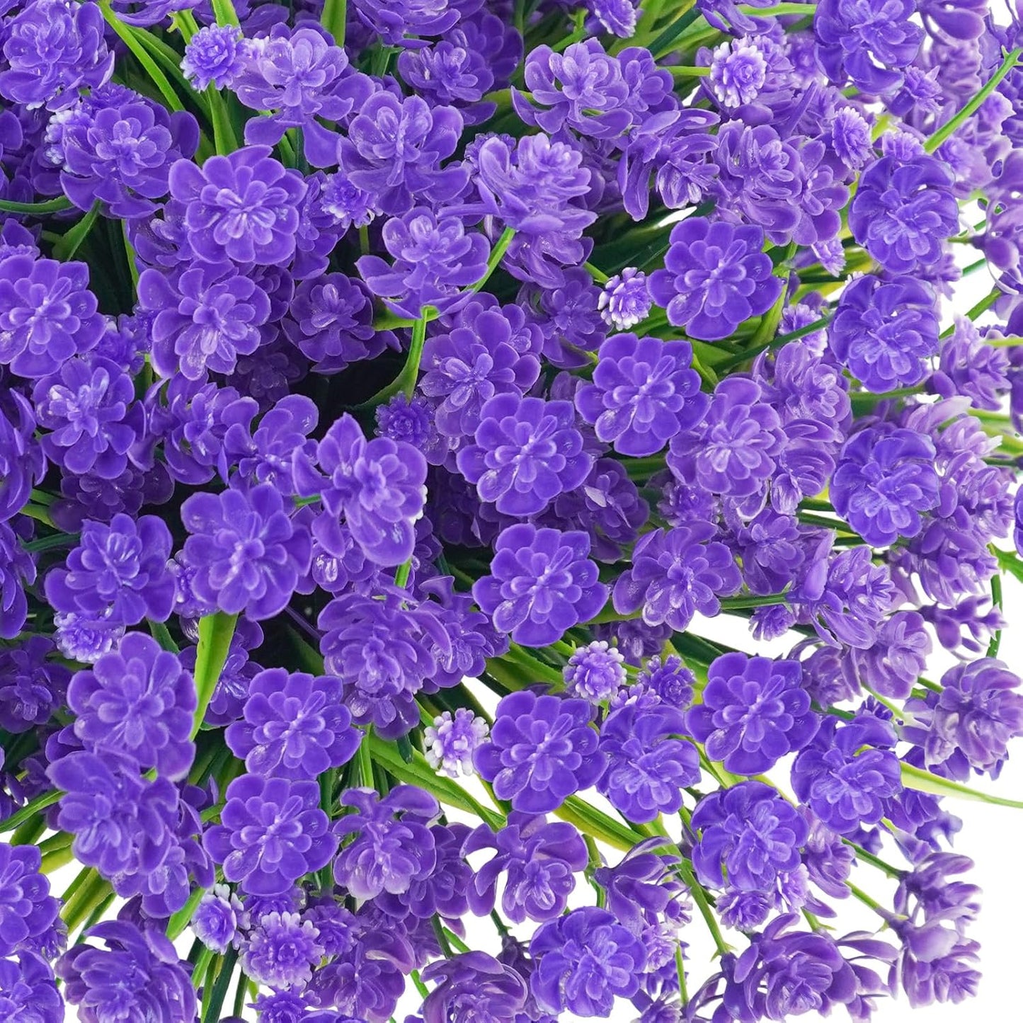 Artificial Flowers Outdoor, 72 Bundles UV Resistant Faux Outdoor Flowers, Plastic Fake Plants Shrubs Greenery for Outside Planters Hanging Pot Front Porch Decor(Purple)