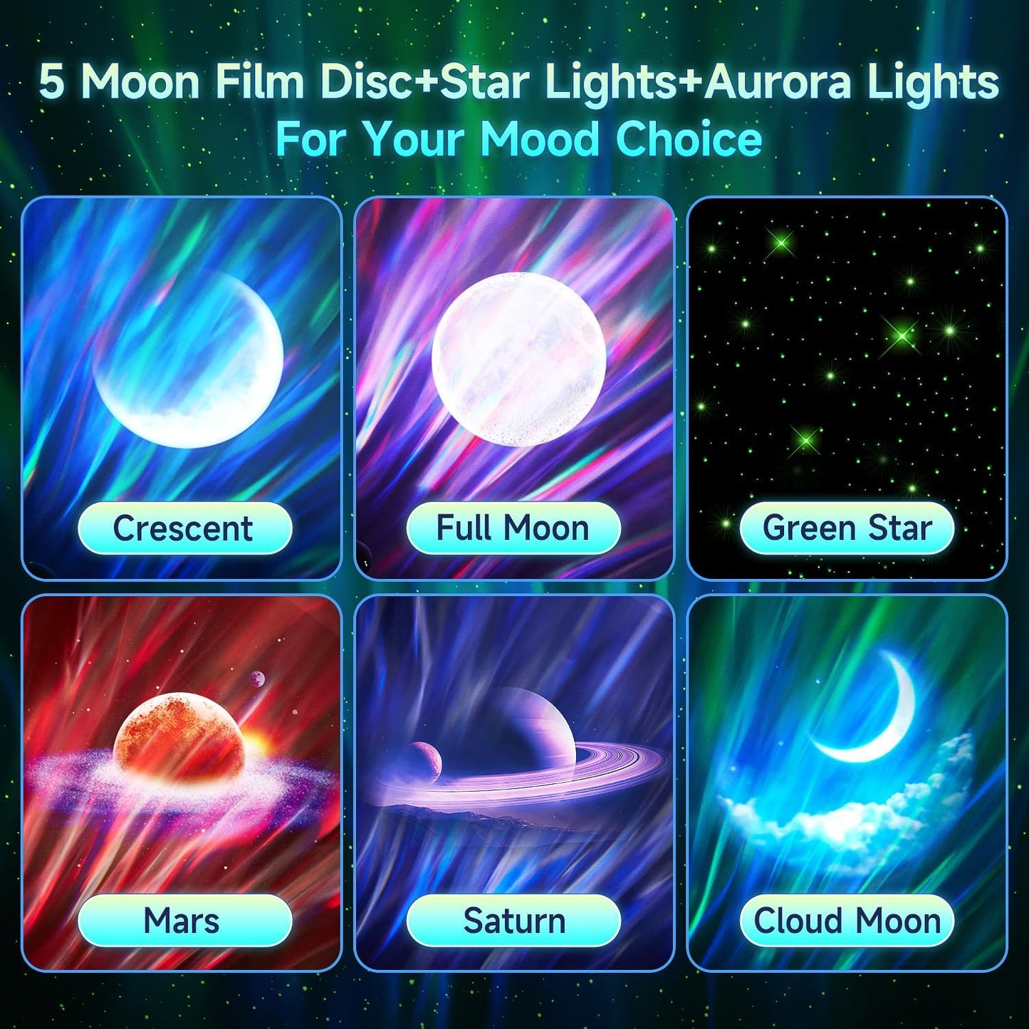 Northern Lights Projector Galaxy Projector for Bedroom, Birthday Gifts for Him 300+Colors Modes Aurora Light,15White Noise&Bluetooth Star Projector Galaxy Lights, Remote Ambient,Gifts for Boy