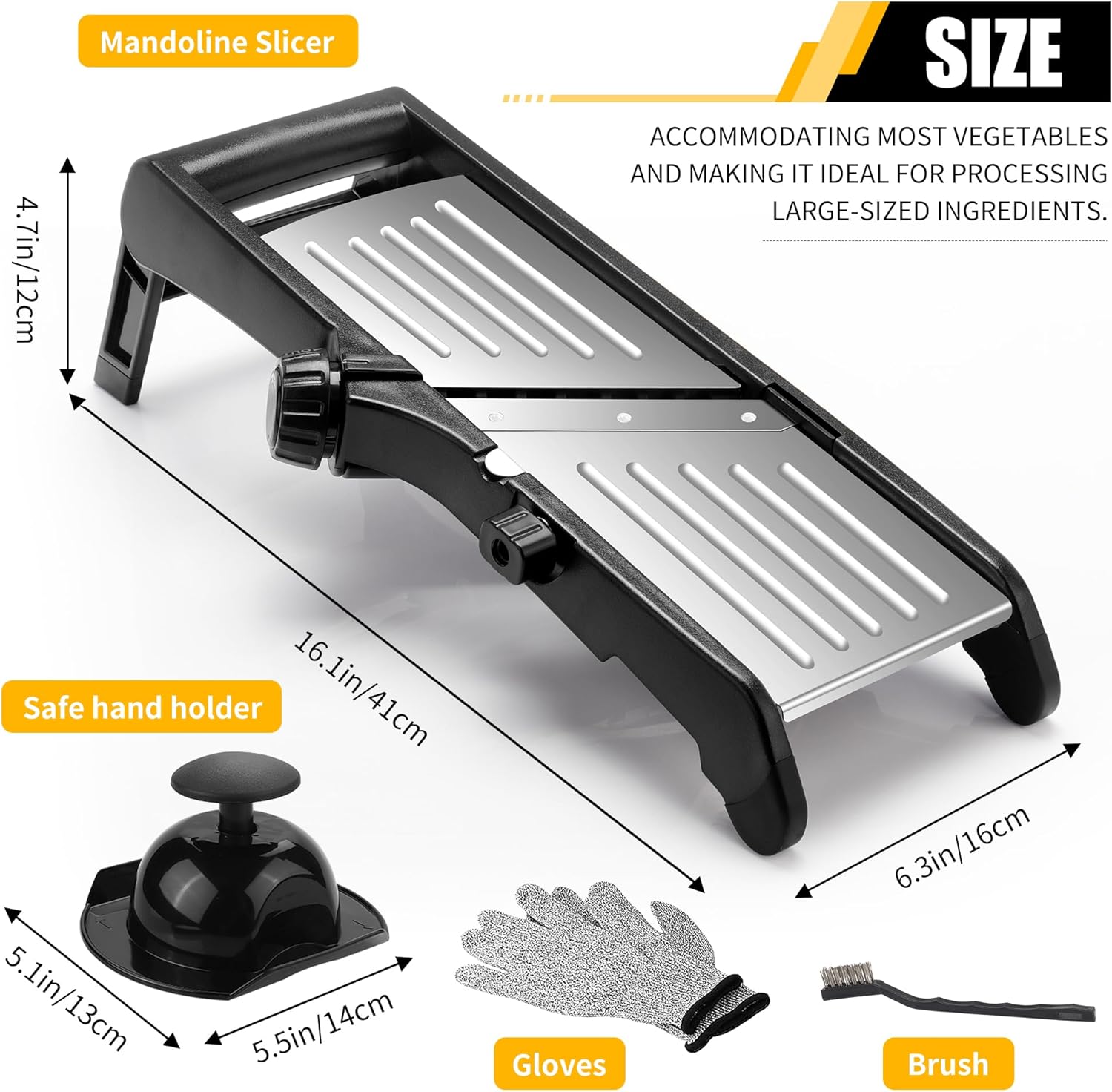 Mandoline Food slicer for kitchen, Adjustable Stainless Steel Mandolin