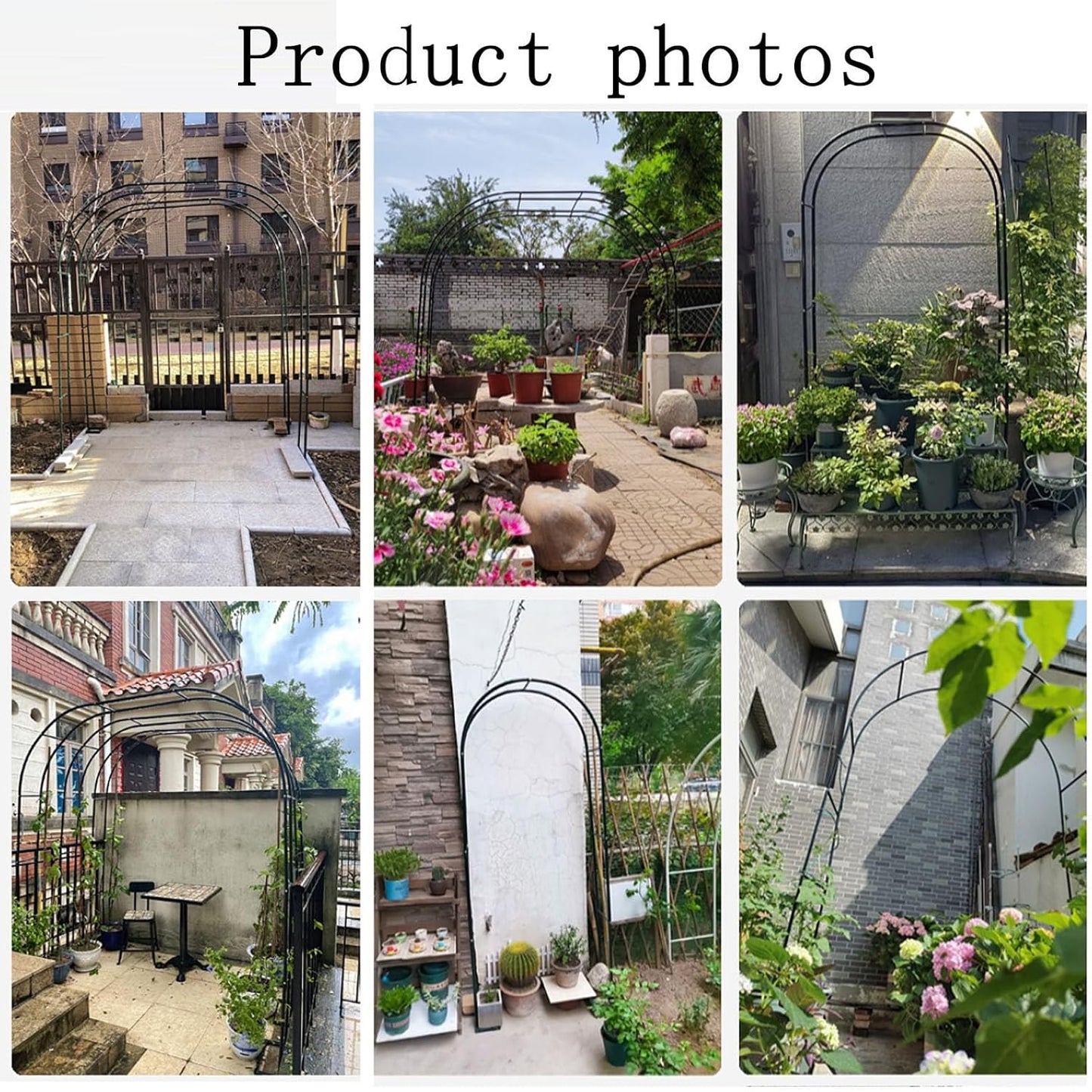 Black Iron Garden Pergola Arbor Arch Trellis for Climbing Plants, Outdoor Archway for Roses & Vines, Durable 0.8x2x0.4m Garden Decoration