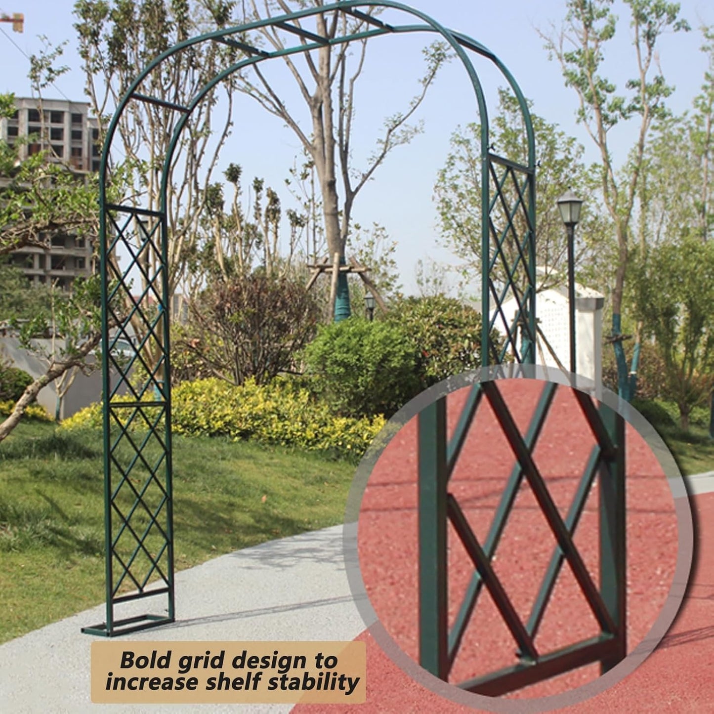 Durable Metal Rose Arch Trellis - Weather-Resistant Garden Arch for Climbing Plants, Outdoor Decor, Lawn & Garden (White, 2.4x2.3x0.4m)